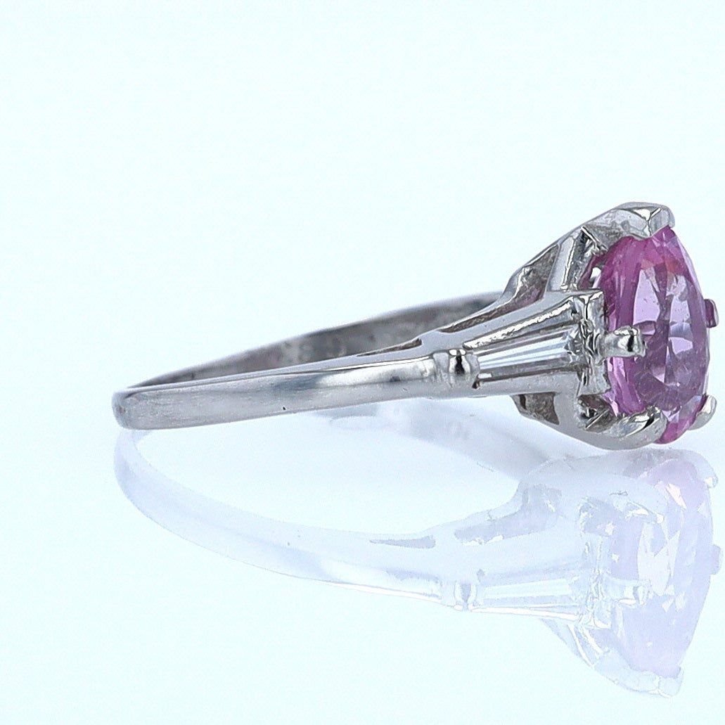 Platinum Pear Shape Pink Sapphire Diamond Engagement Ring