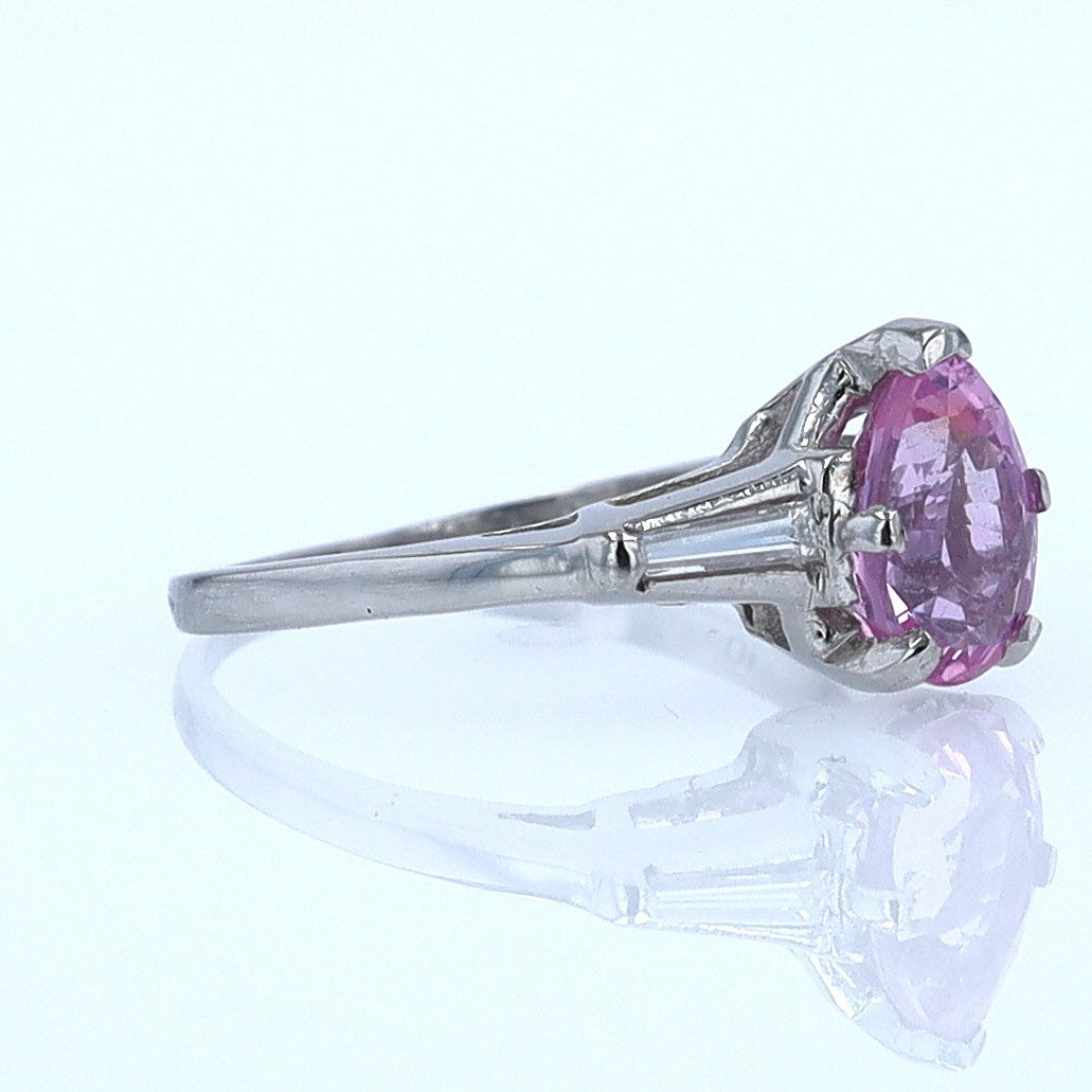 Platinum Pear Shape Pink Sapphire Diamond Engagement Ring