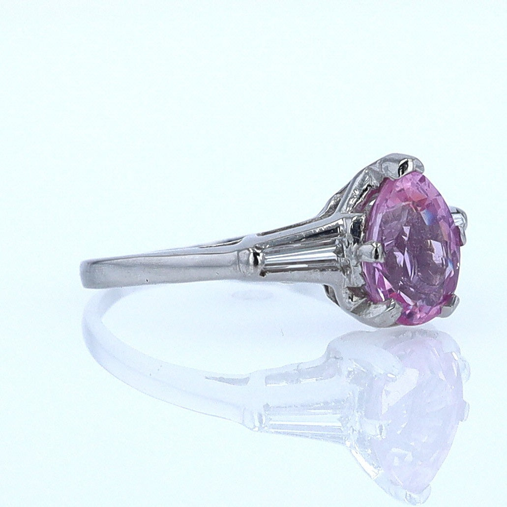 Platinum Pear Shape Pink Sapphire Diamond Engagement Ring