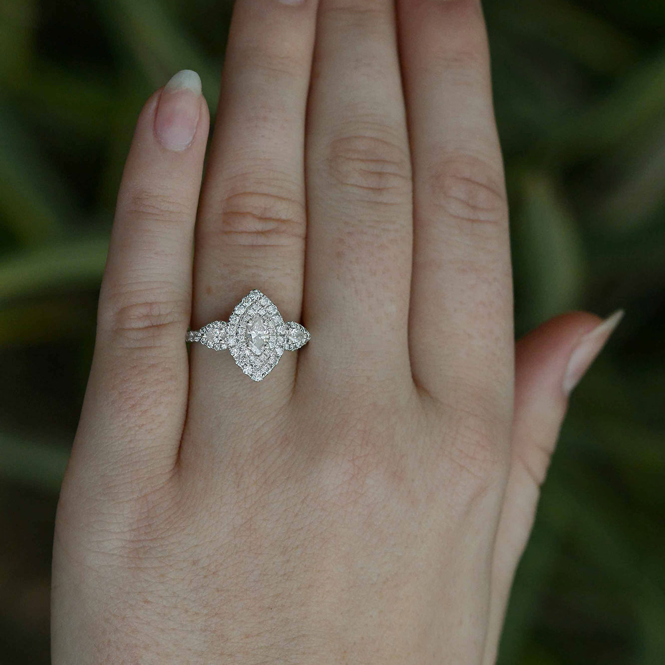 Estate 1 Carat Marquise Pave' Diamond Engagement Ring