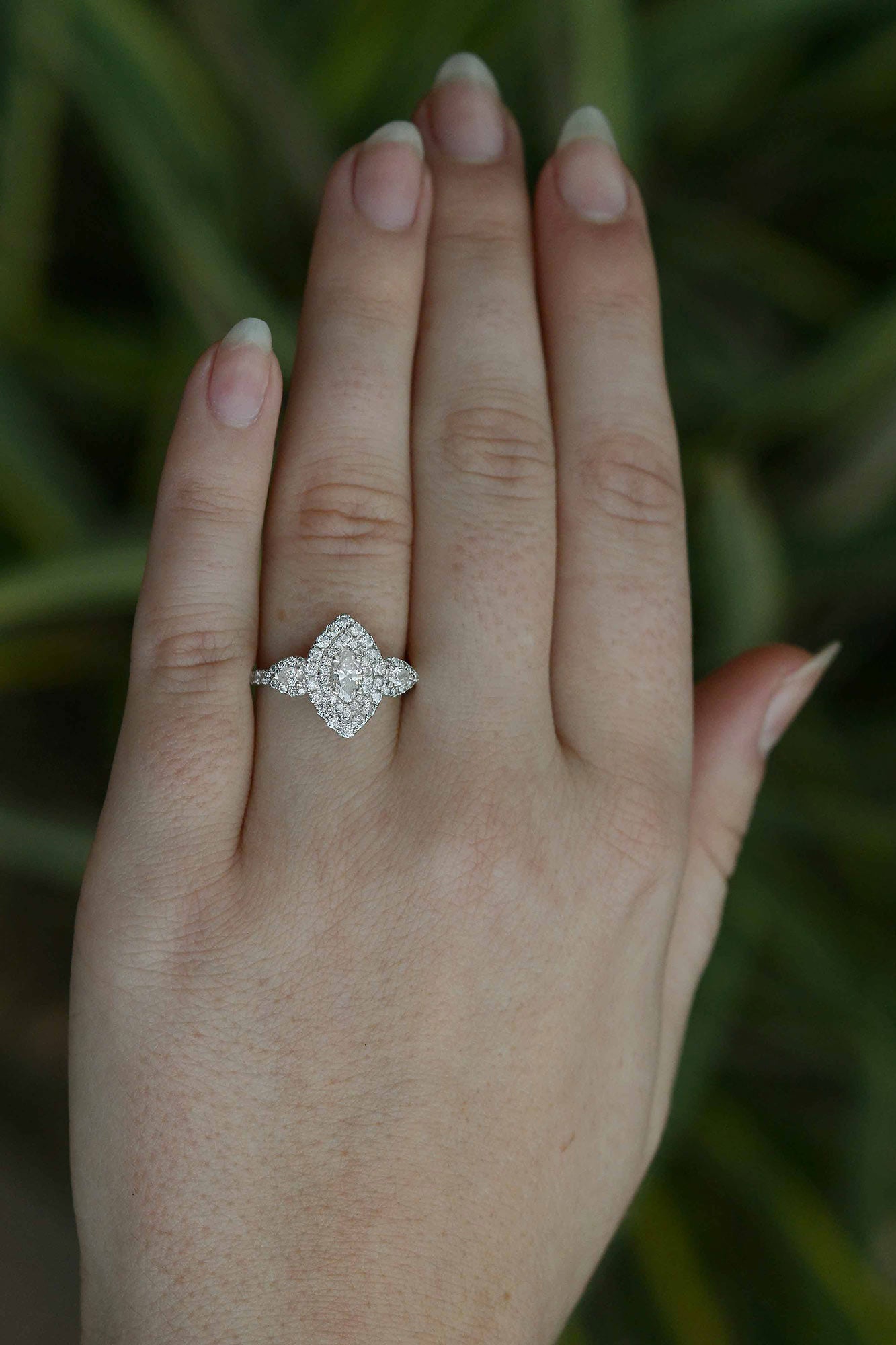 Estate 1 Carat Marquise Pave' Diamond Engagement Ring