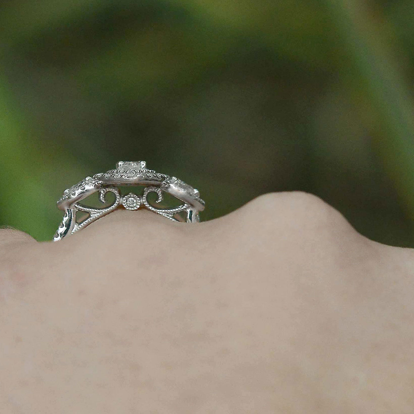 Estate 1 Carat Marquise Pave' Diamond Engagement Ring