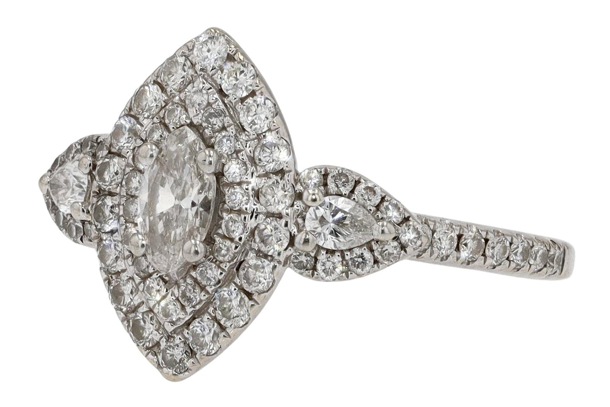 Estate 1 Carat Marquise Pave' Diamond Engagement Ring