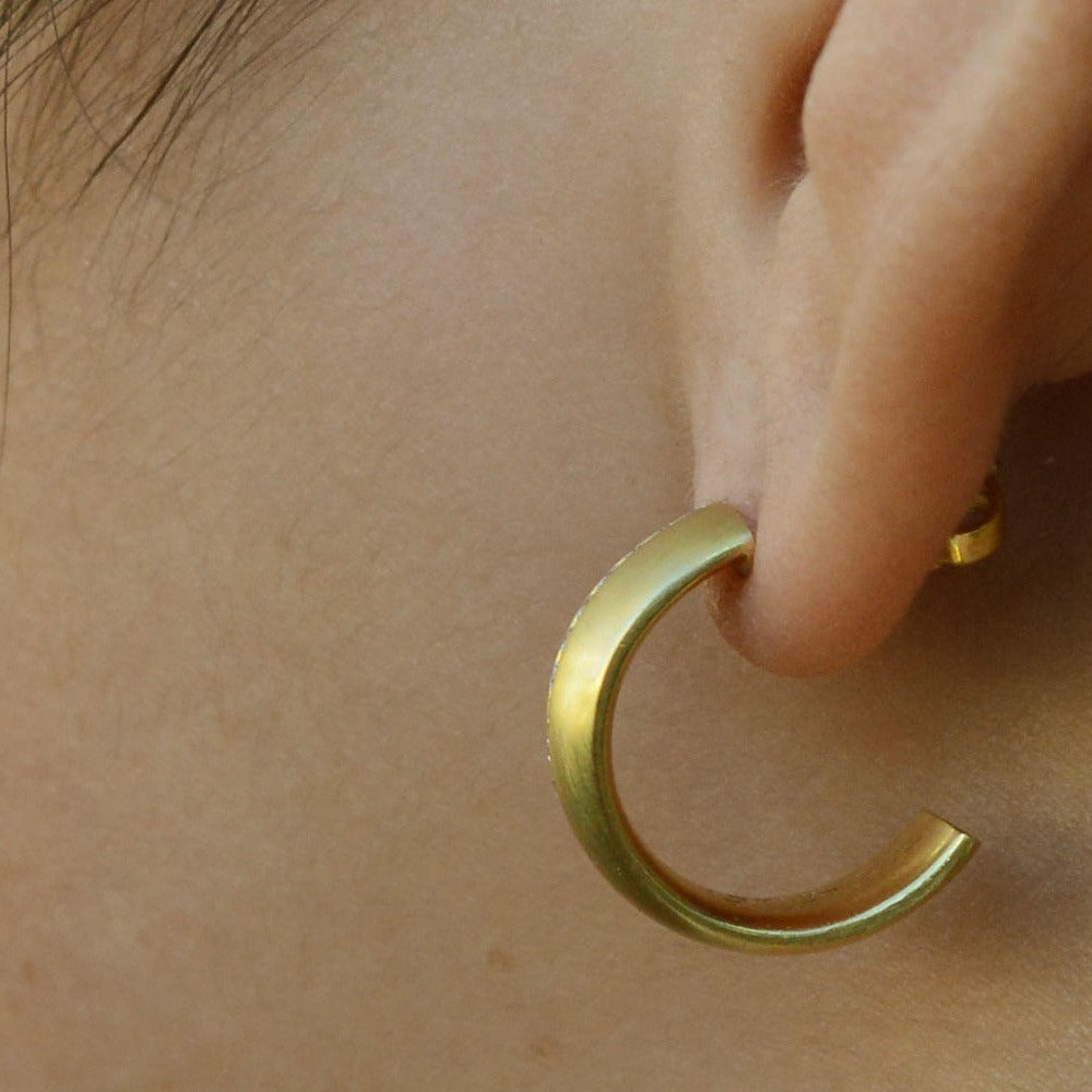 Designer 18k Yellow Gold Diamond Wide Hoop Earrings