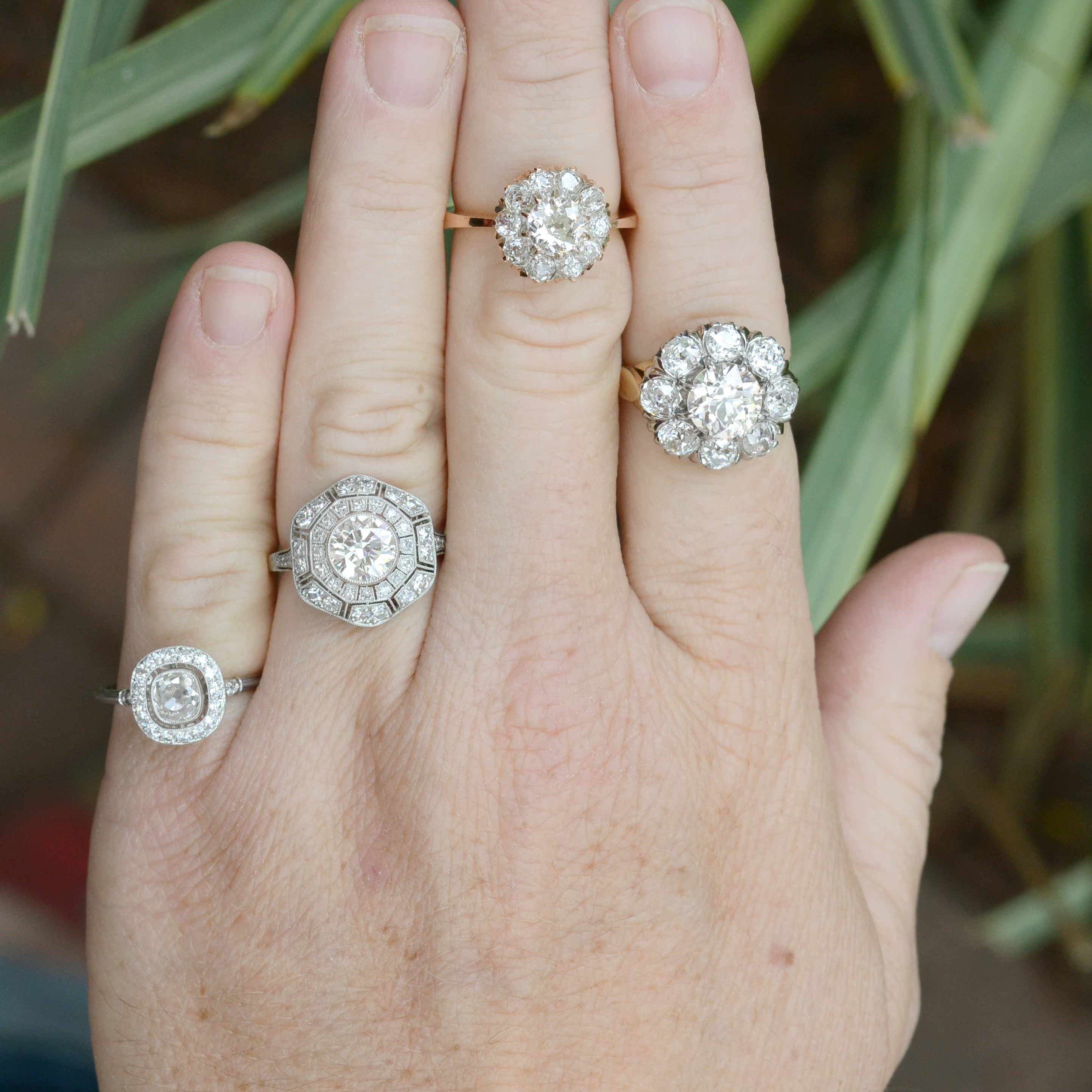 Diamond Art Deco cluster rings.