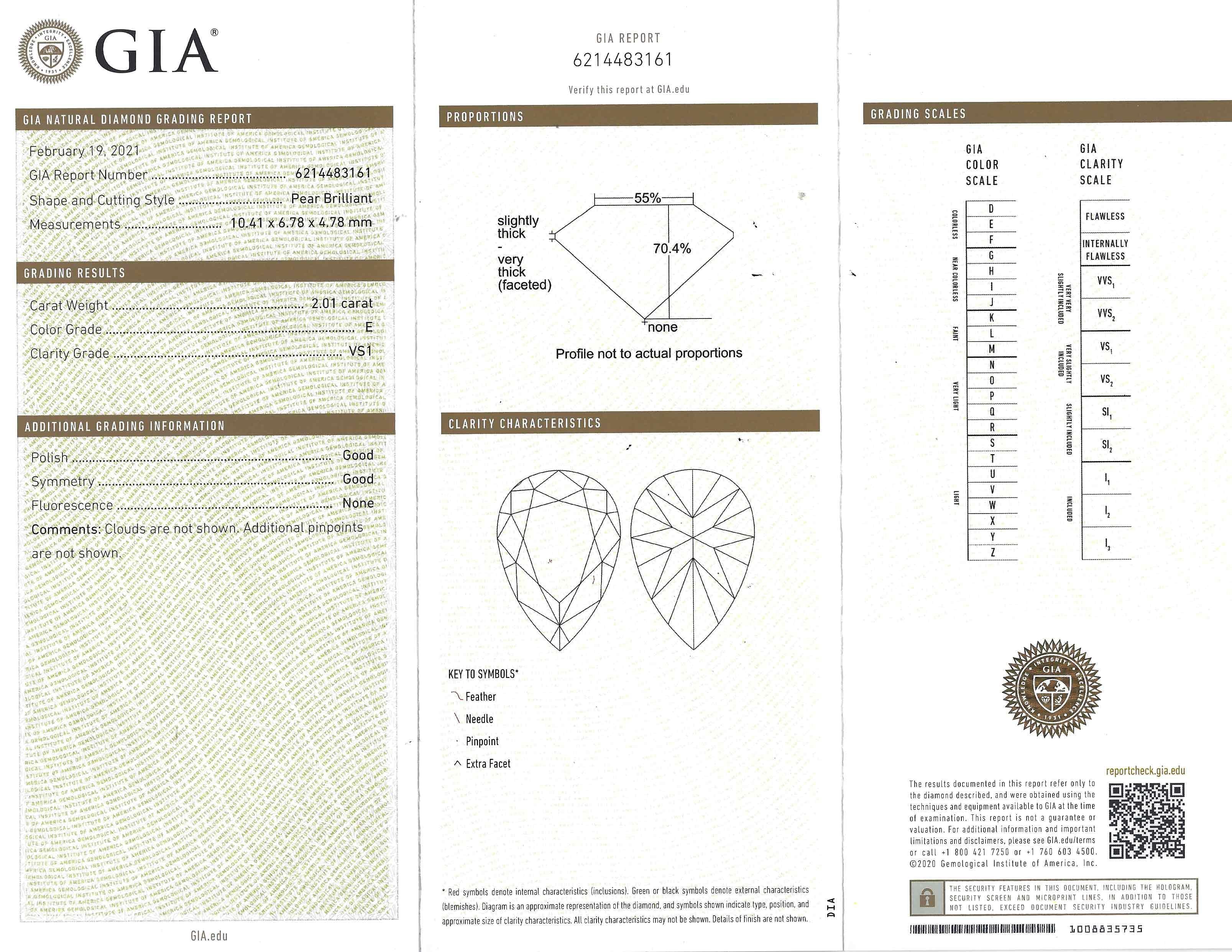 This two carat pear cut diamond ring includes a GIA report.