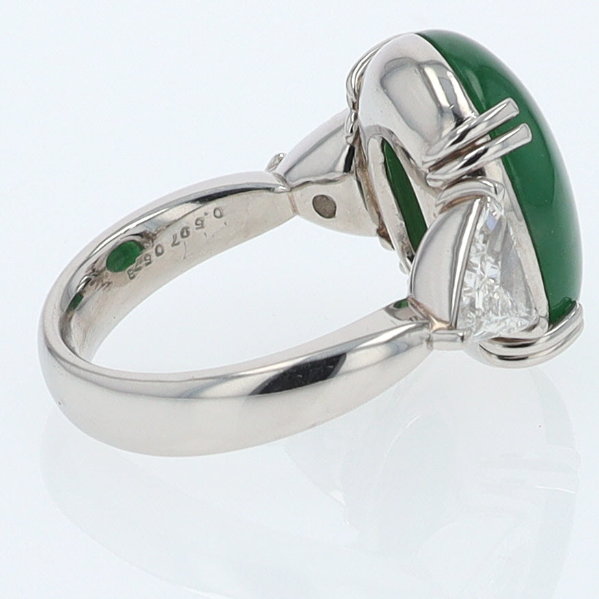 Untreated Jadeite & Diamond 3 Stone Cocktail Ring