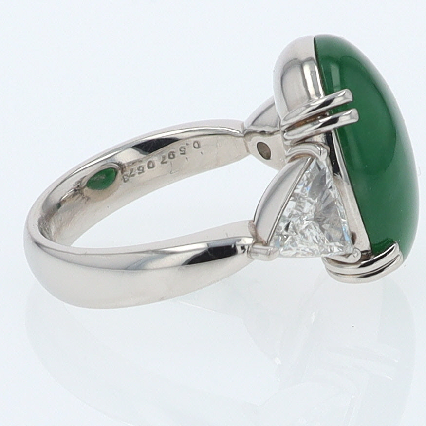 Untreated Jadeite & Diamond 3 Stone Cocktail Ring