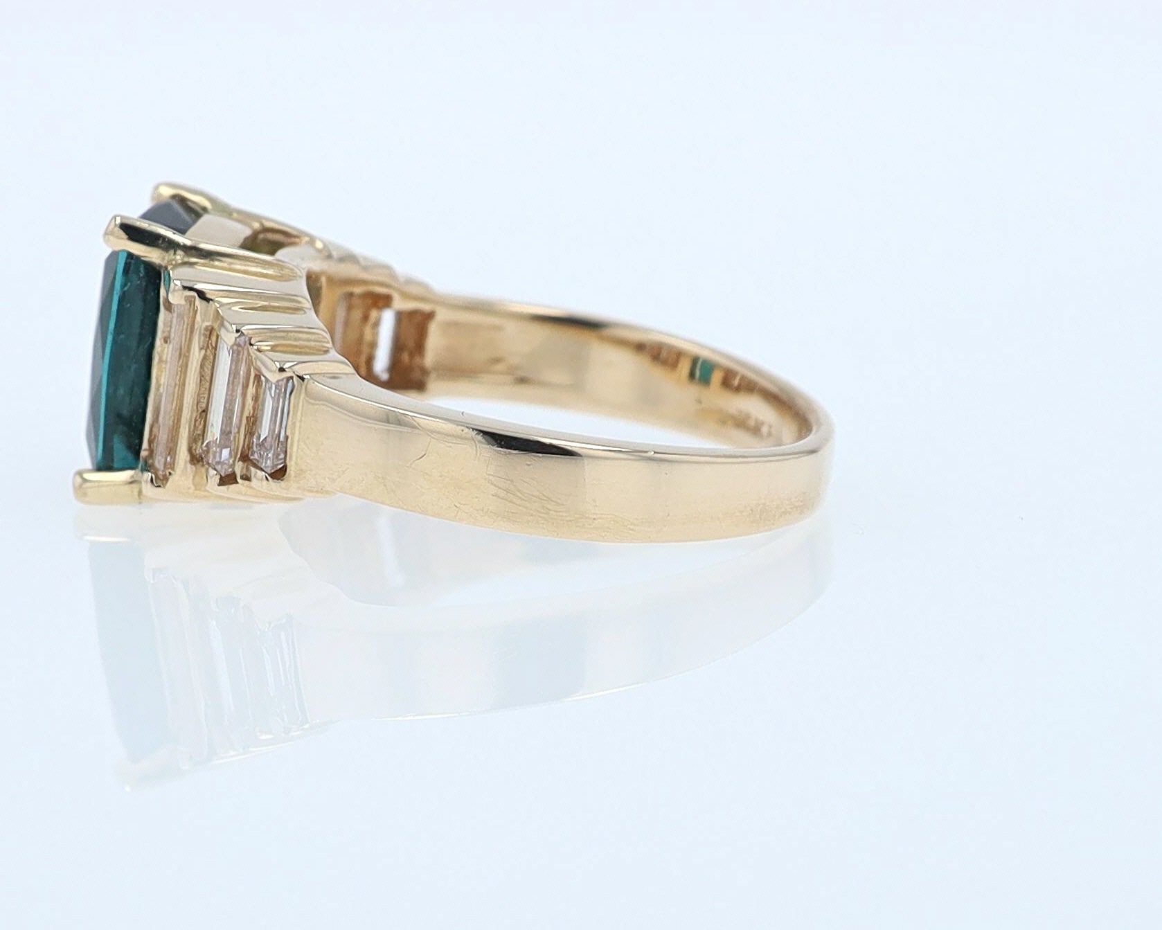 Contemporary 3 Carat Indicolite Tourmaline & Diamond Engagement Ring