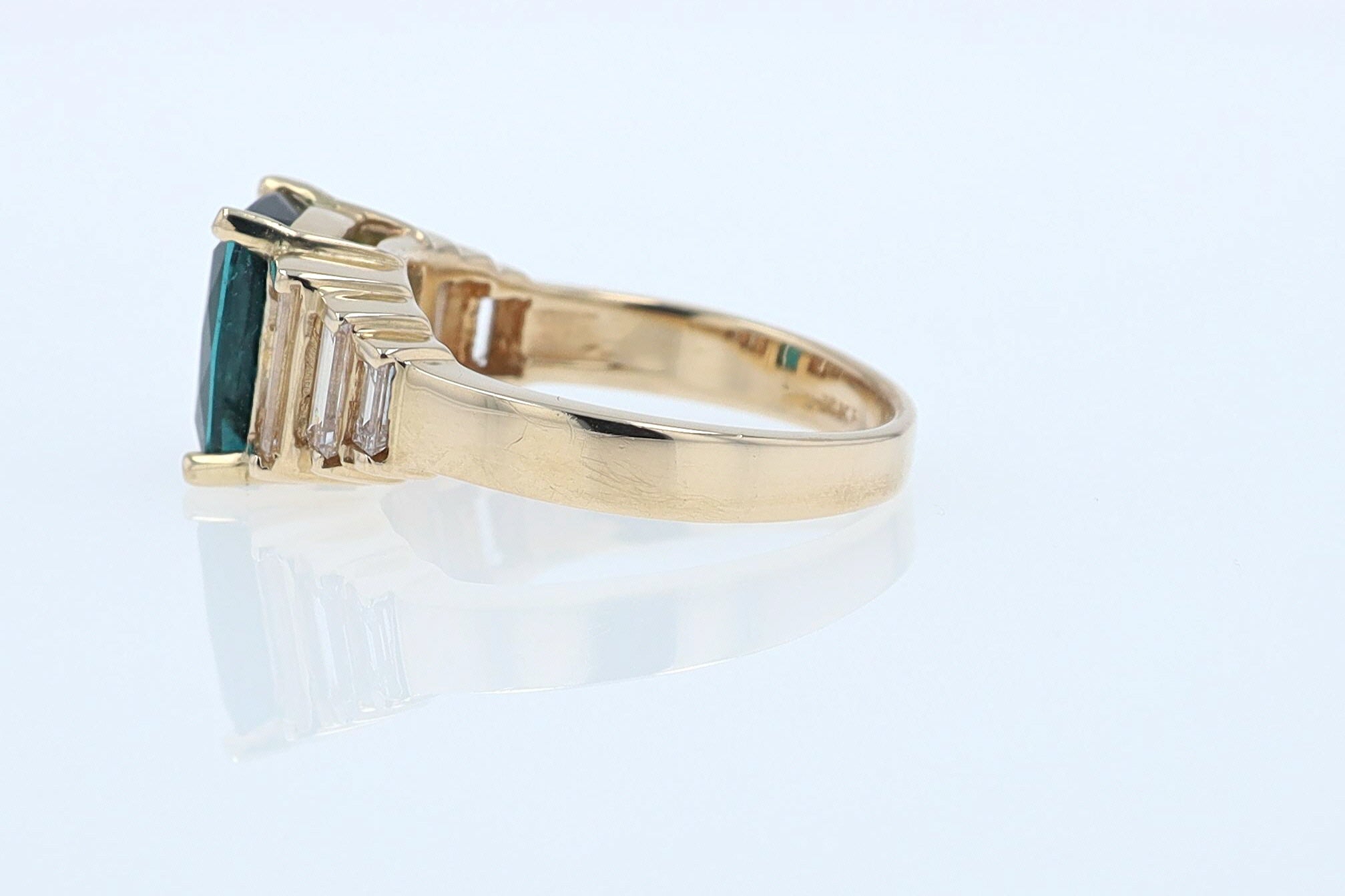 Contemporary 3 Carat Indicolite Tourmaline & Diamond Engagement Ring