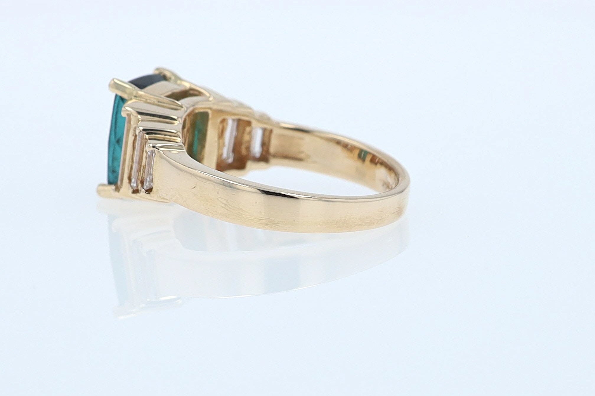 Contemporary 3 Carat Indicolite Tourmaline & Diamond Engagement Ring