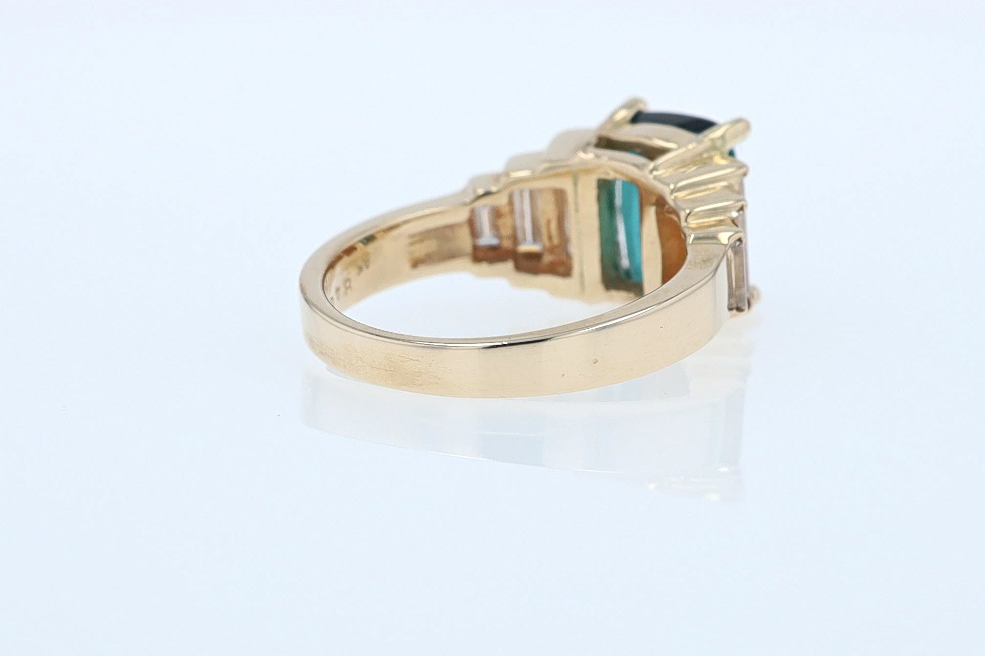 Contemporary 3 Carat Indicolite Tourmaline & Diamond Engagement Ring