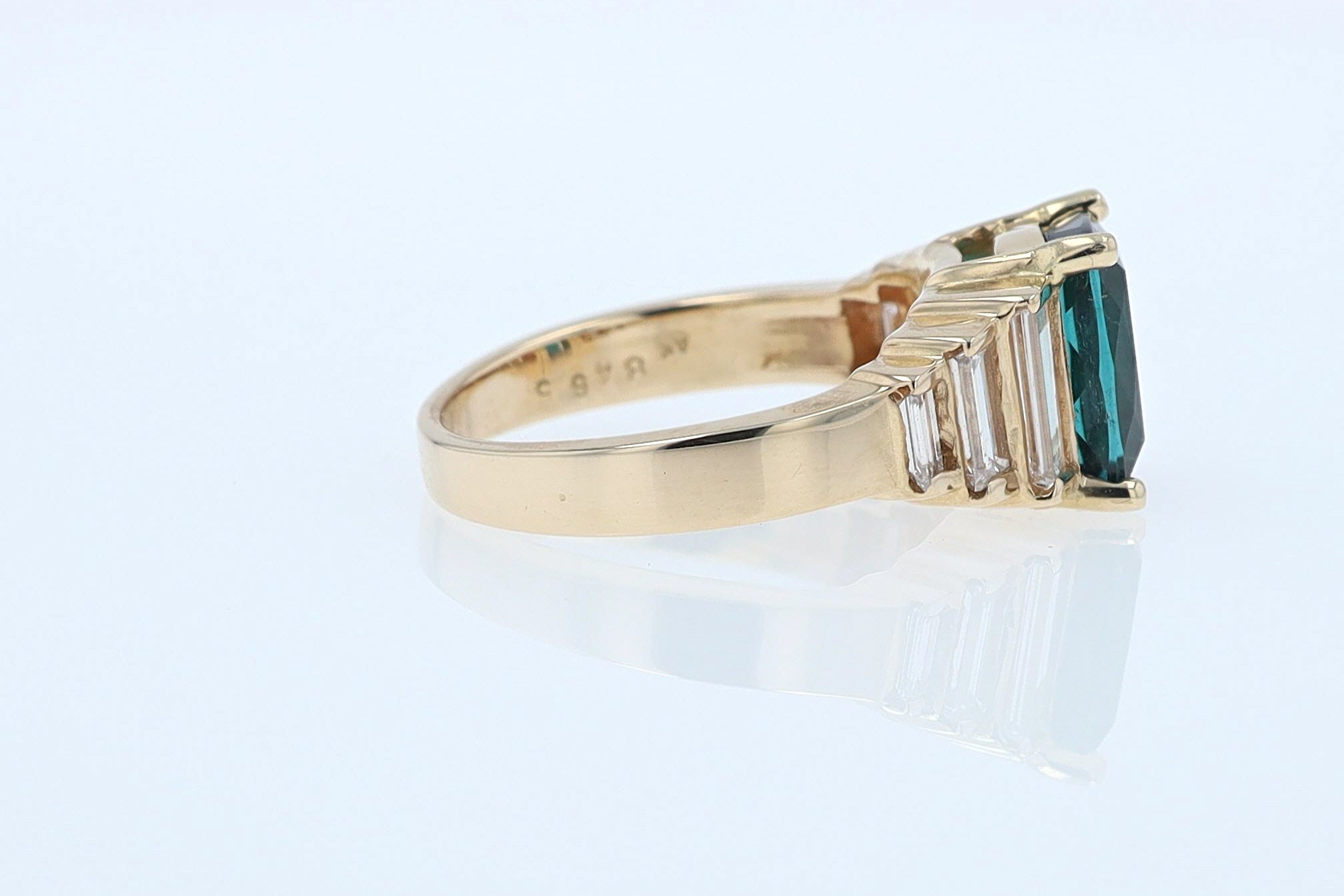 Contemporary 3 Carat Indicolite Tourmaline & Diamond Engagement Ring