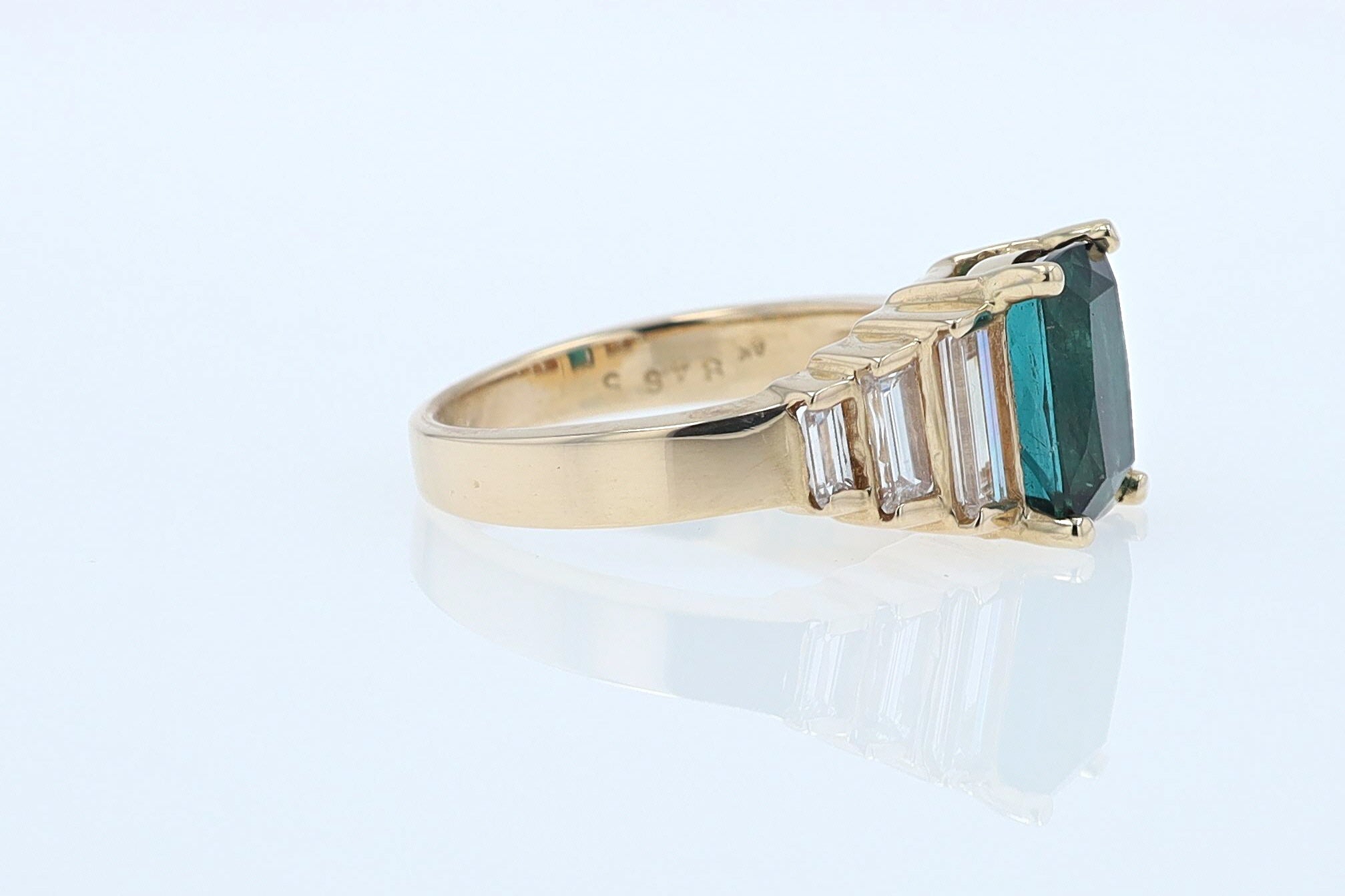 Contemporary 3 Carat Indicolite Tourmaline & Diamond Engagement Ring