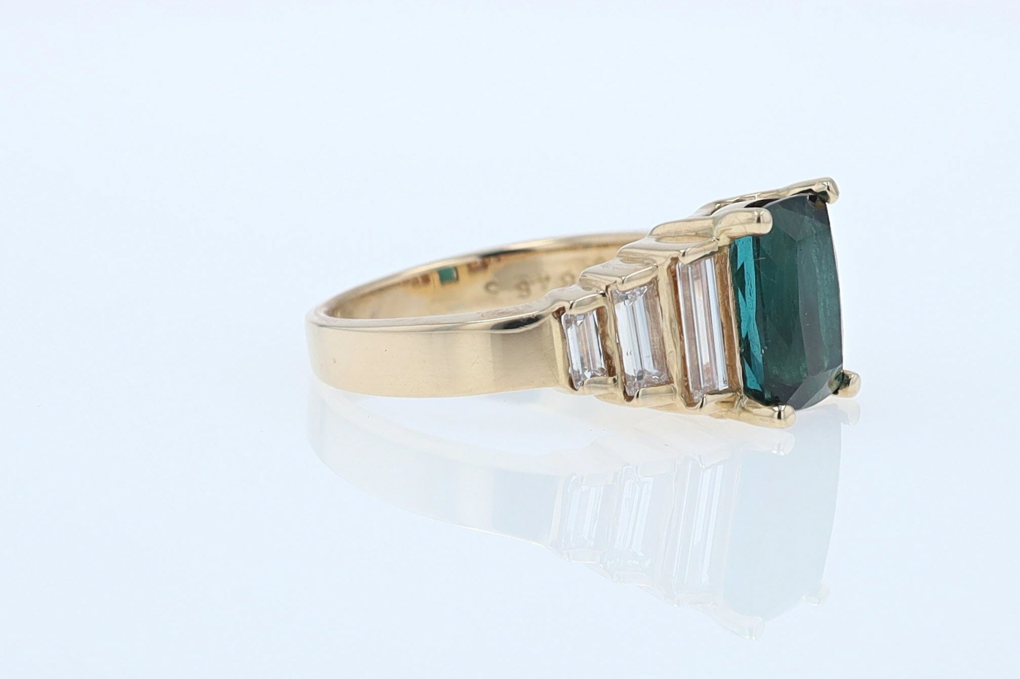 Contemporary 3 Carat Indicolite Tourmaline & Diamond Engagement Ring