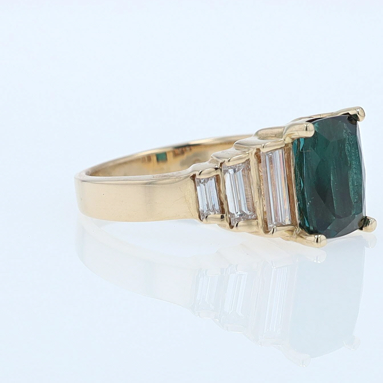 Contemporary 3 Carat Indicolite Tourmaline & Diamond Engagement Ring