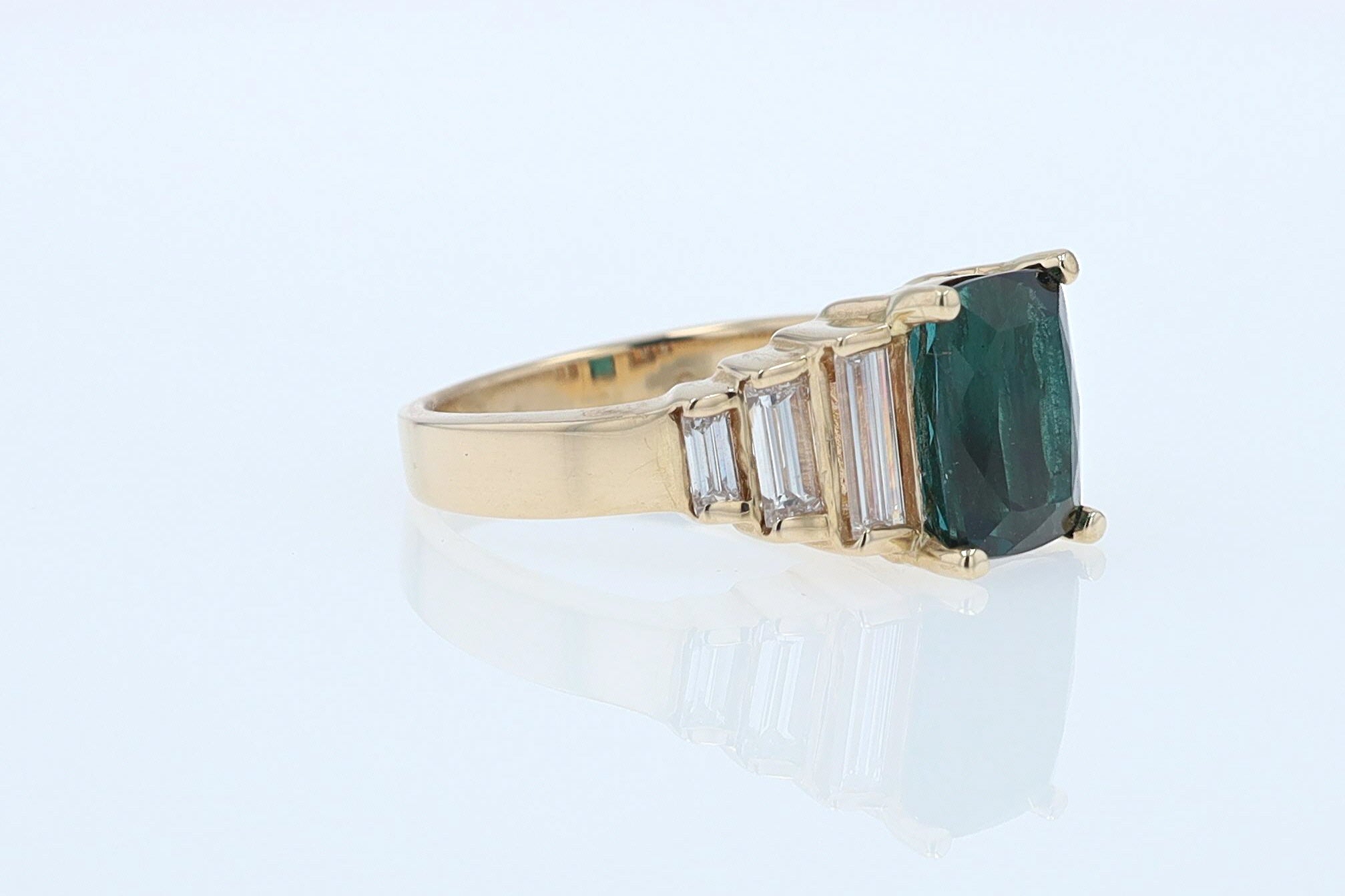 Contemporary 3 Carat Indicolite Tourmaline & Diamond Engagement Ring
