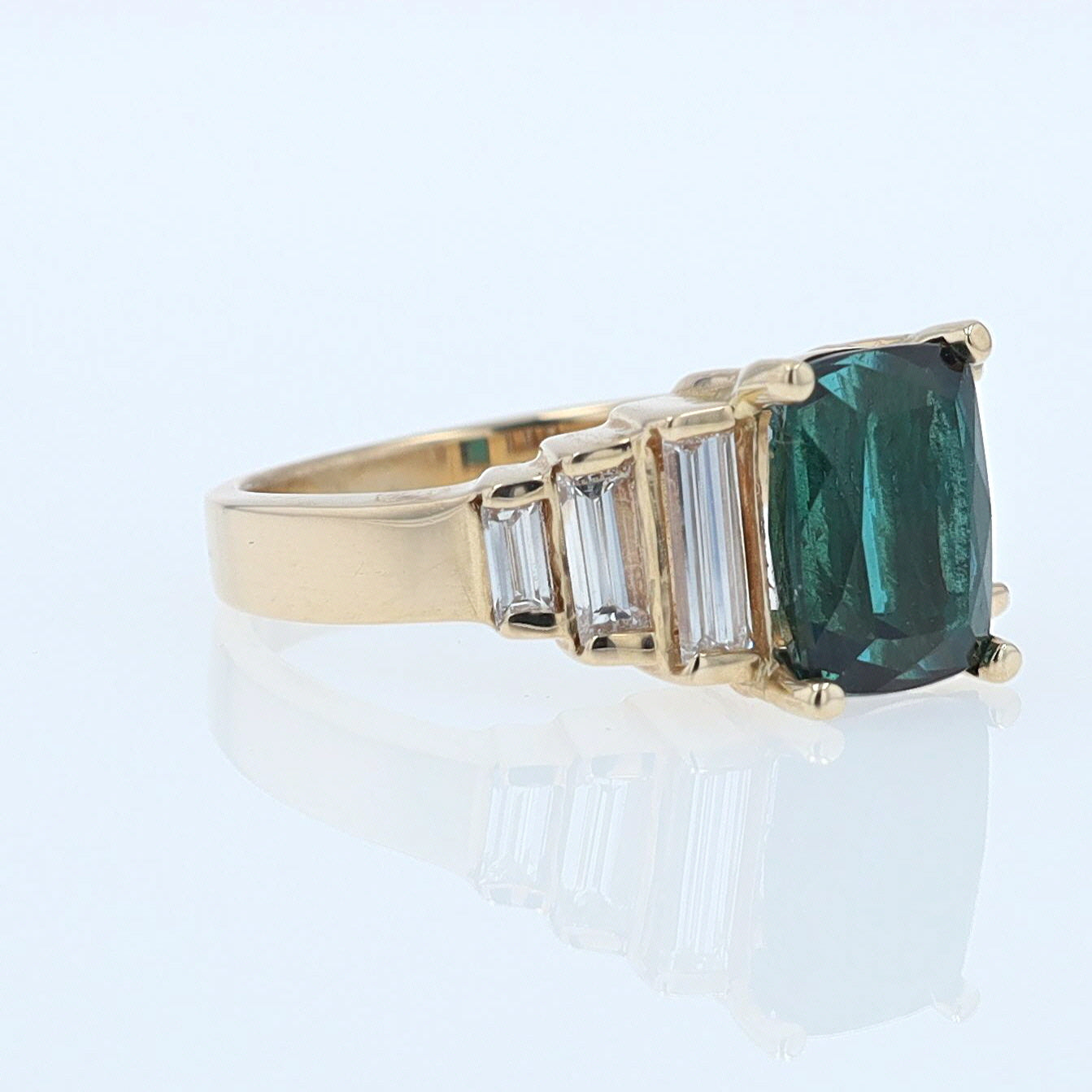 Contemporary 3 Carat Indicolite Tourmaline & Diamond Engagement Ring