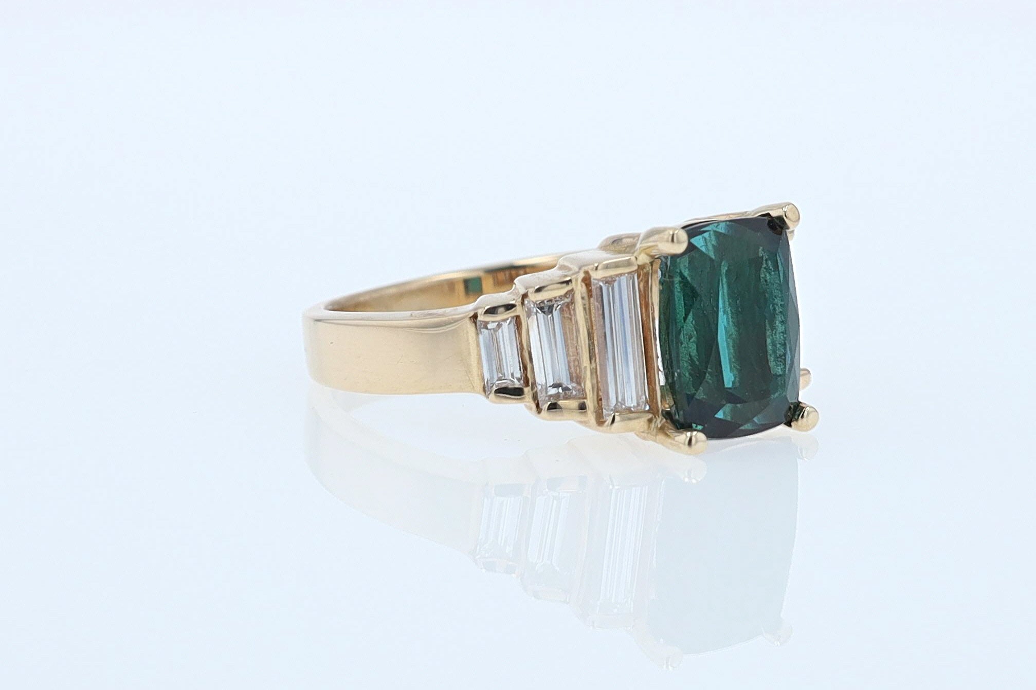 Contemporary 3 Carat Indicolite Tourmaline & Diamond Engagement Ring