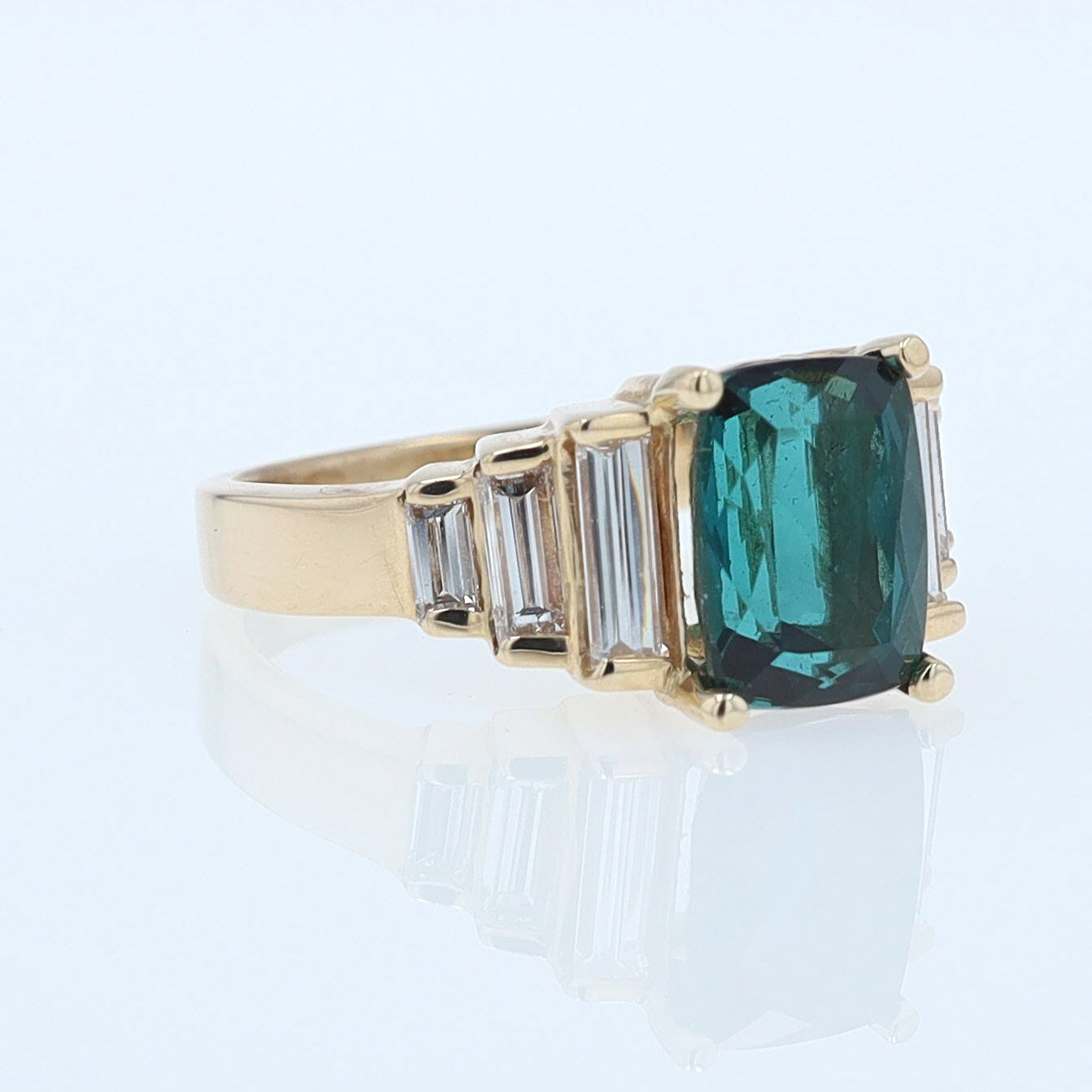 Contemporary 3 Carat Indicolite Tourmaline & Diamond Engagement Ring