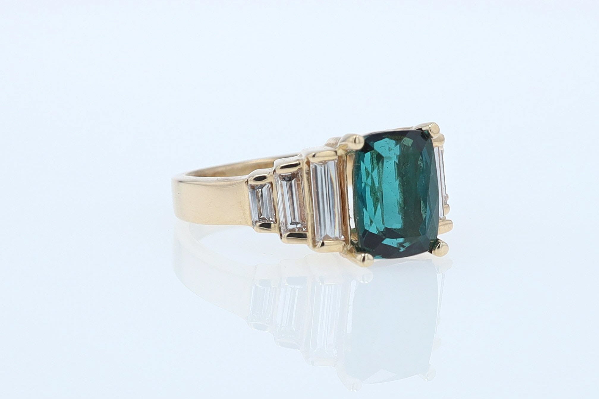 Contemporary 3 Carat Indicolite Tourmaline & Diamond Engagement Ring
