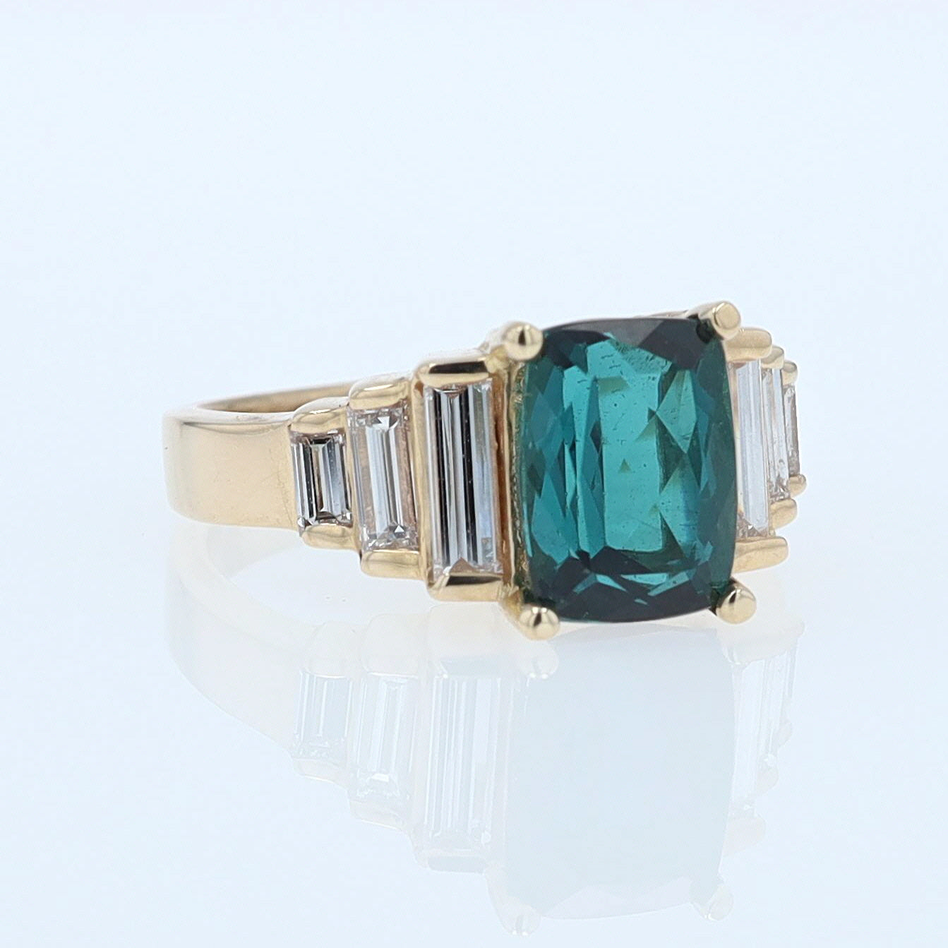 Contemporary 3 Carat Indicolite Tourmaline & Diamond Engagement Ring