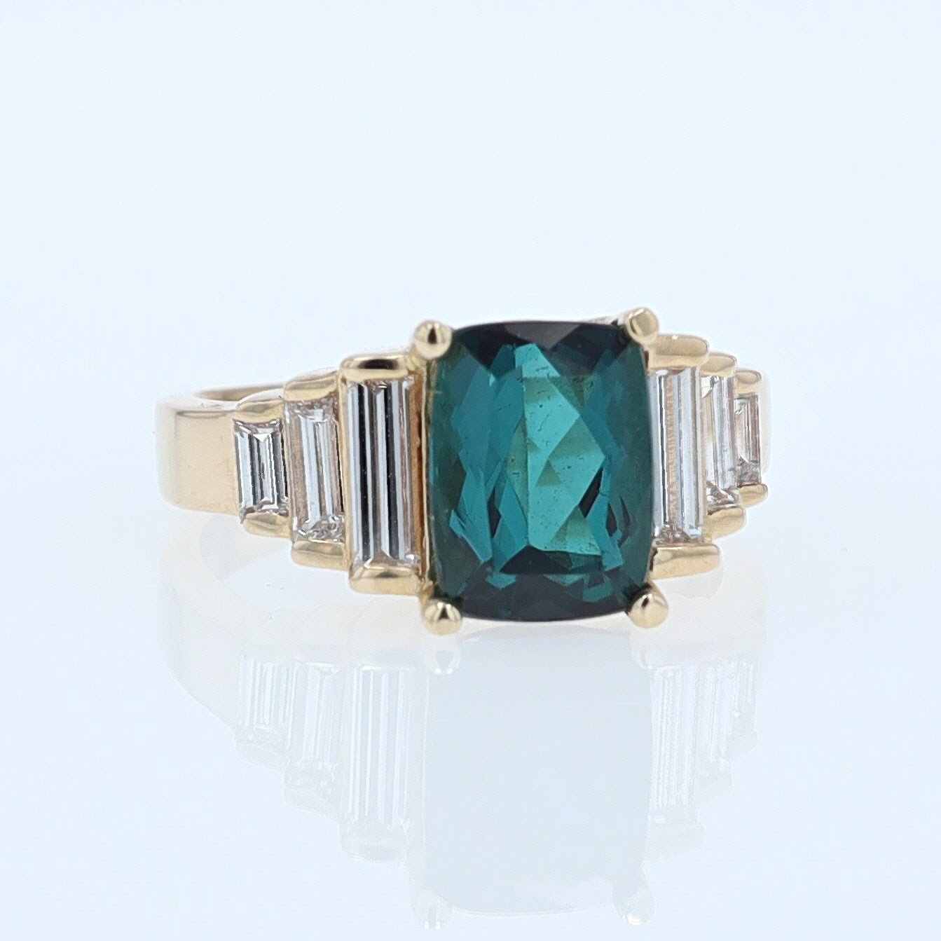 Contemporary 3 Carat Indicolite Tourmaline & Diamond Engagement Ring