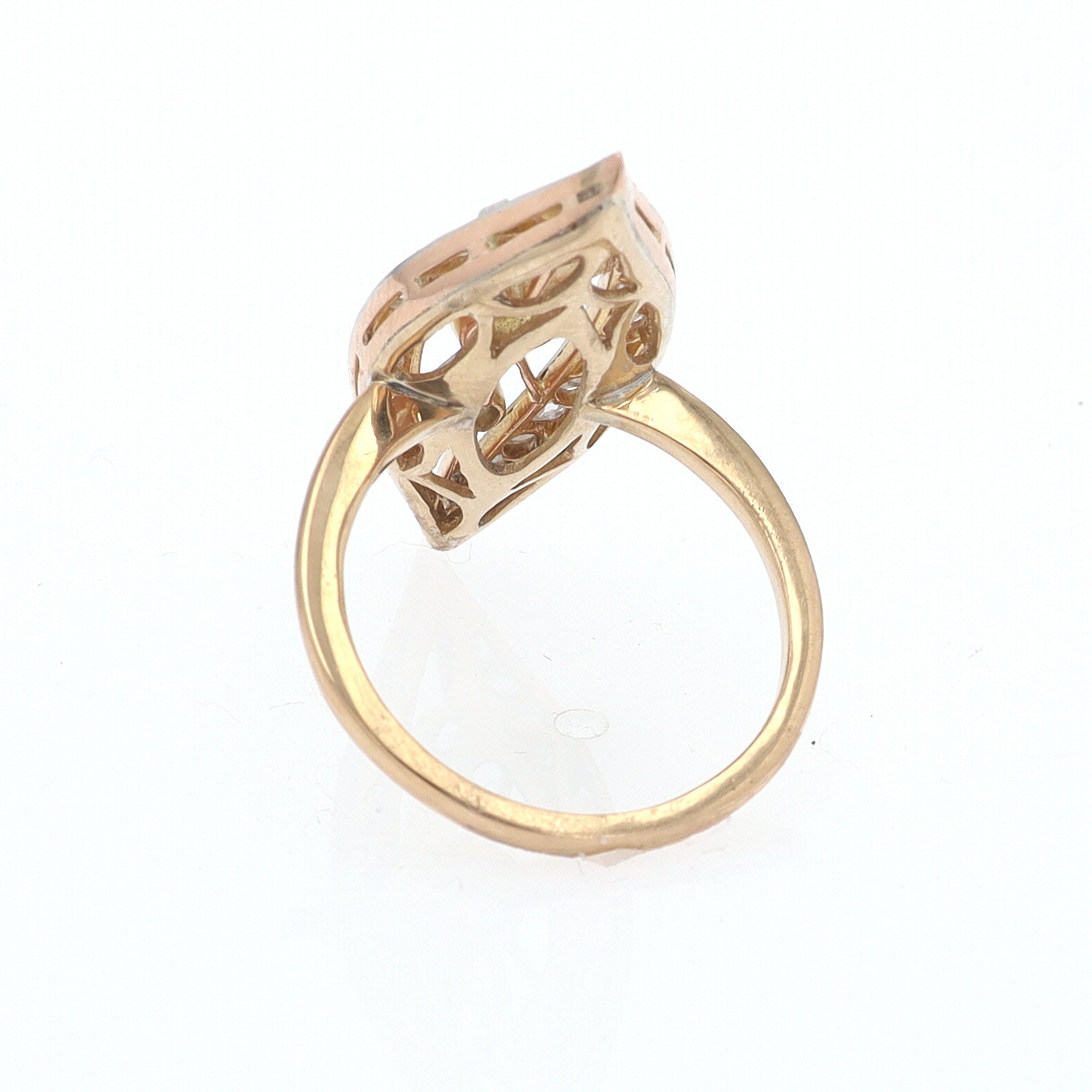 Elongated Edwardian Filigree Diamond Navette Ring