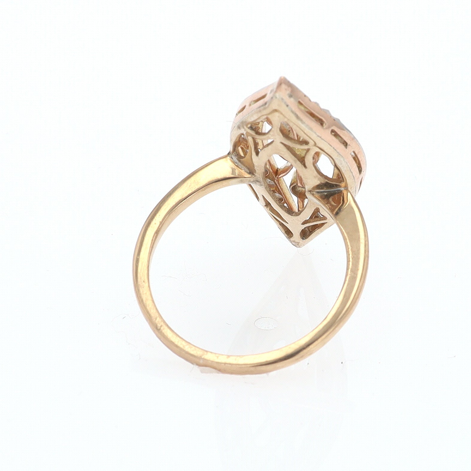 Elongated Edwardian Filigree Diamond Navette Ring