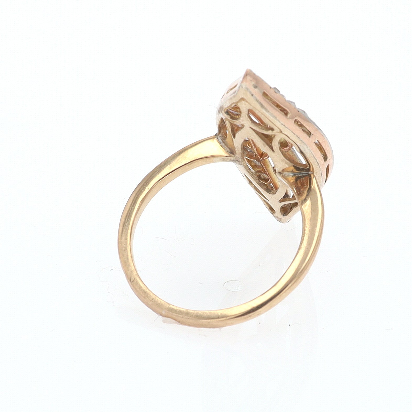 Elongated Edwardian Filigree Diamond Navette Ring