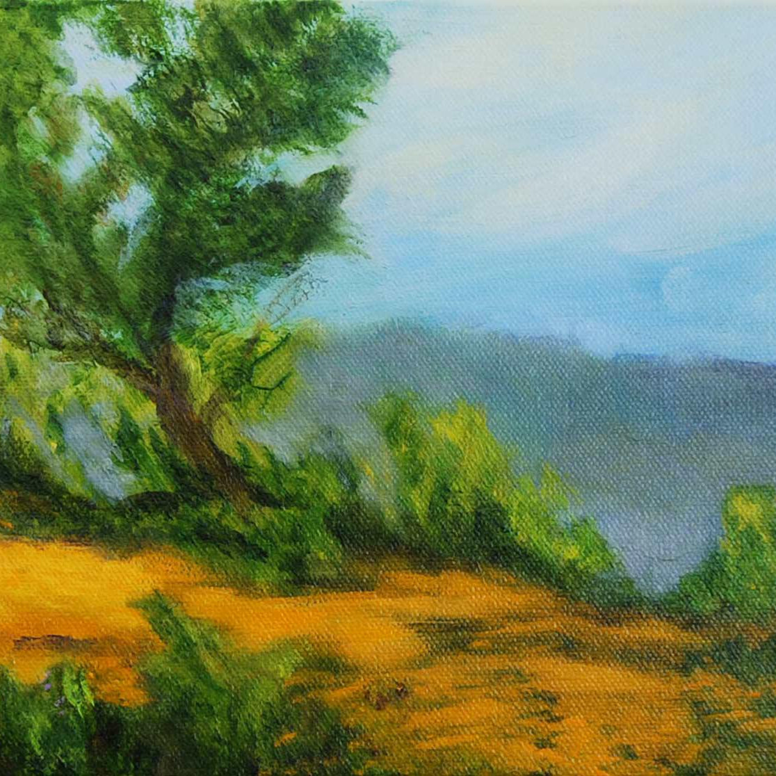 A colorful green path on the side of a mountain.