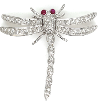 Dynamic Diamond Dragonfly Pin Brooch
