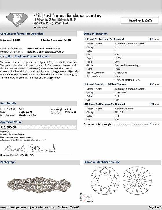 This unique Edwardian diamond brooch comes with an NAGL appraisal.