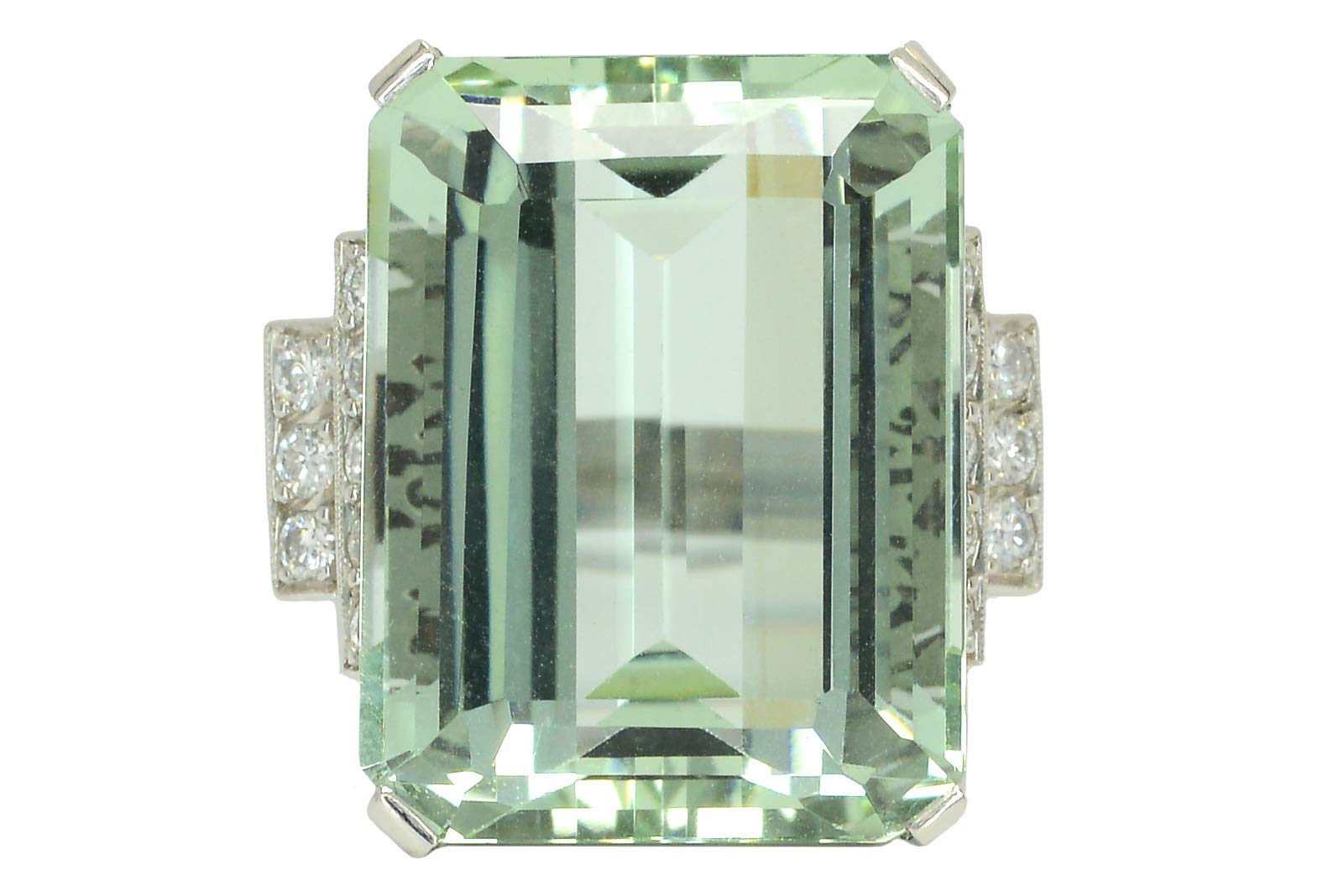 1940s Retro Platinum 31 Carat Aquamarine Cocktail Ring