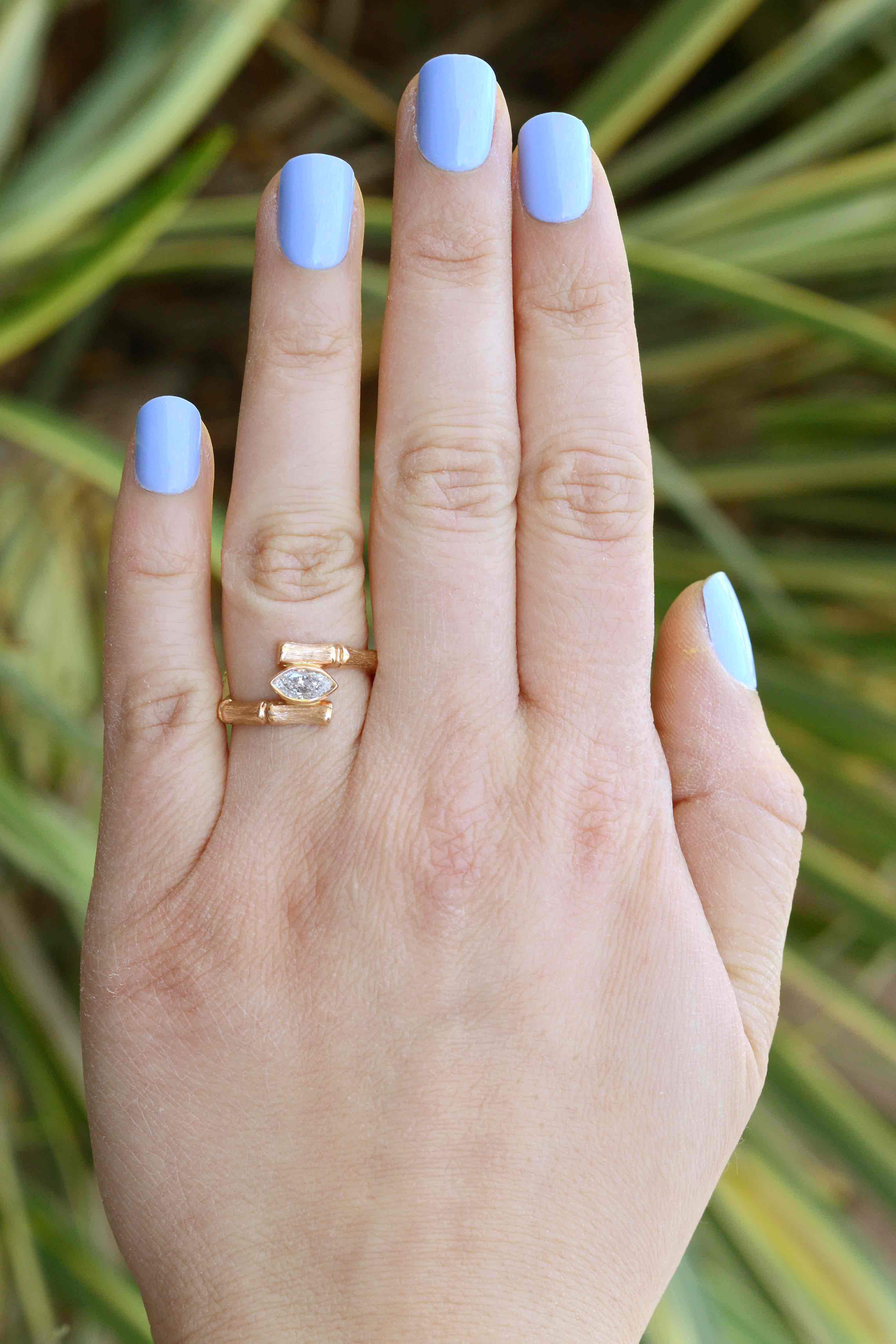 A mid-century, retro rose gold and diamond ring.
