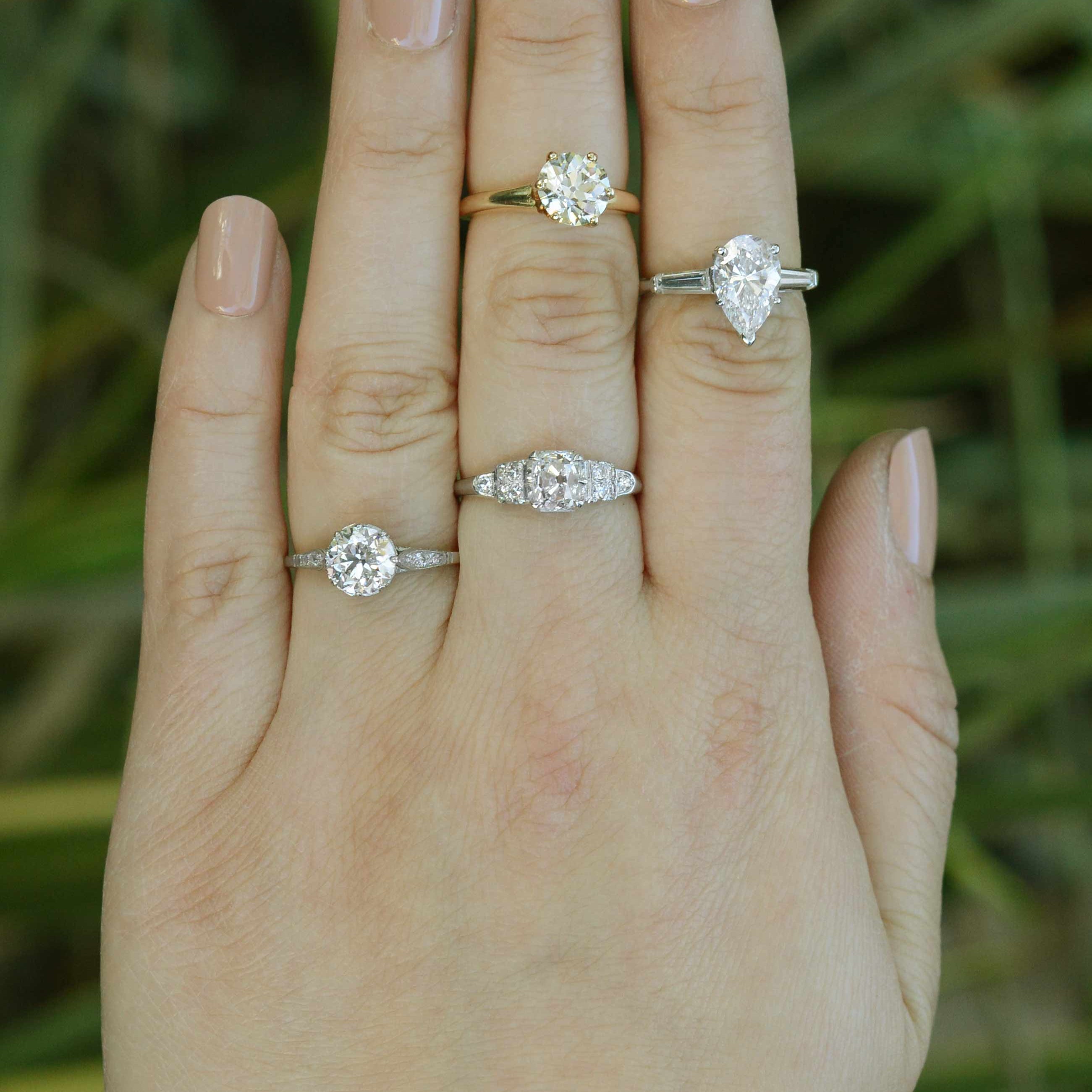 We have a variety of diamond solitaire engagment rings in platinum, white & yellow gold.