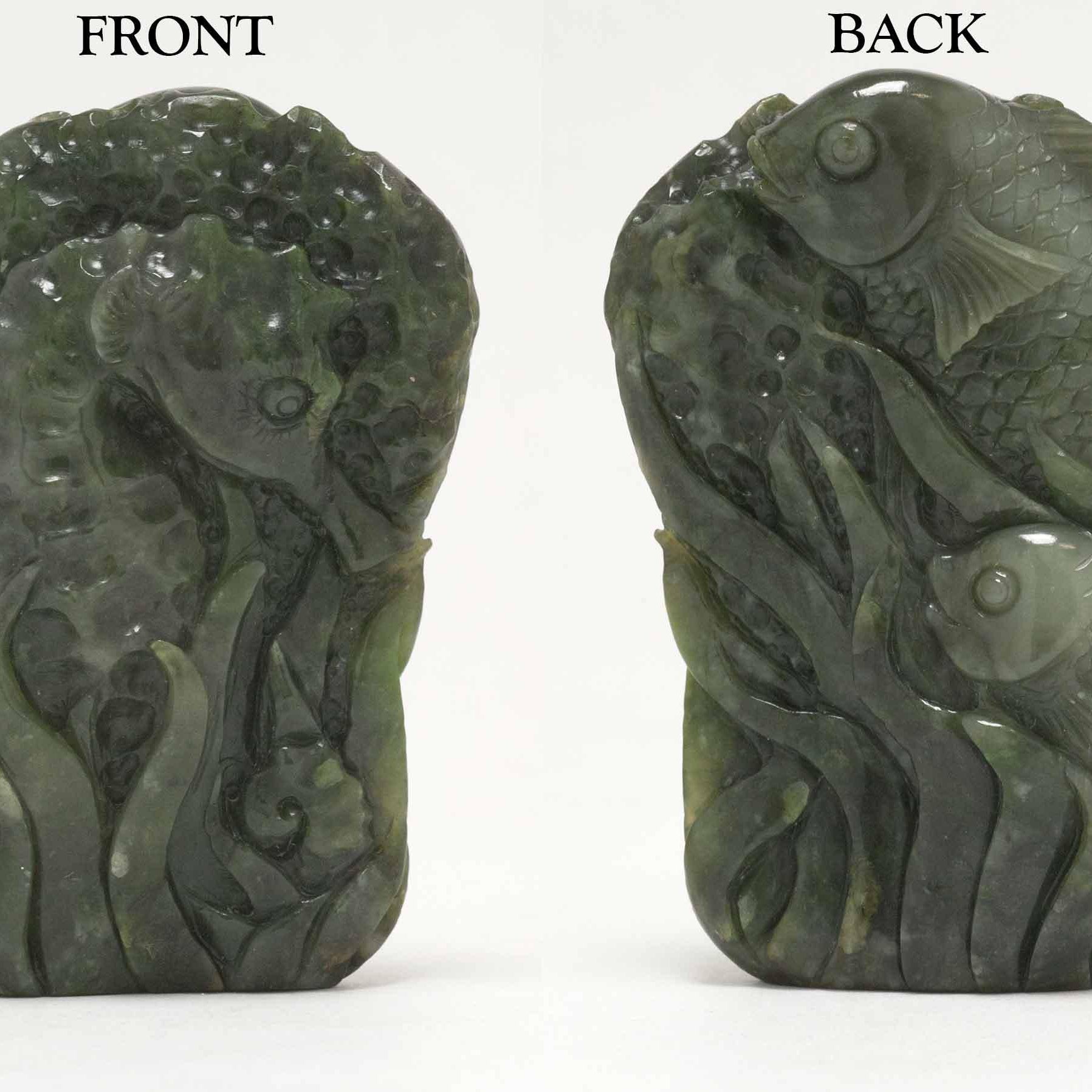 A large seahorse carved out of Big Sur jade from California's coast.
