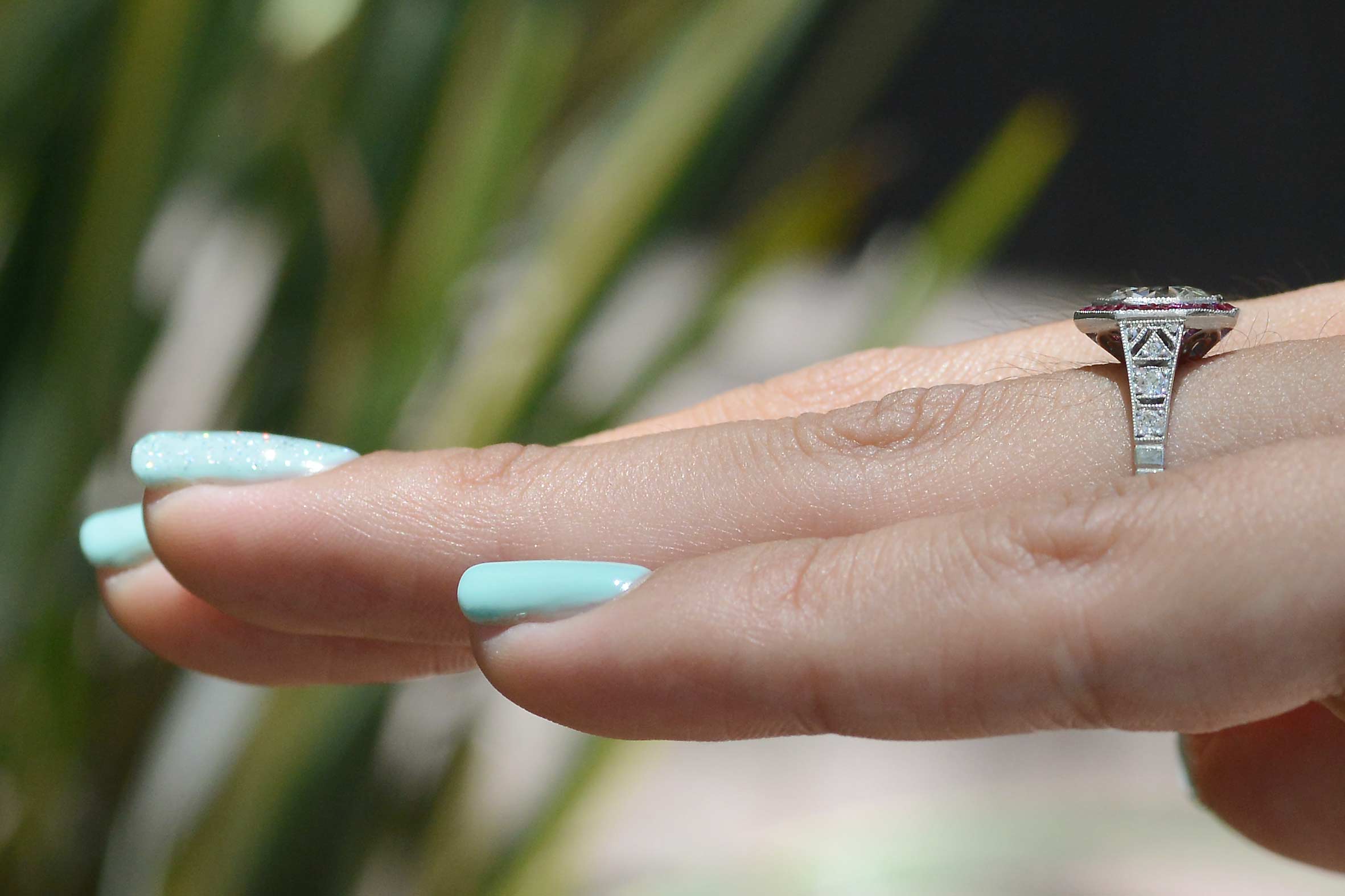 Diamond and Ruby Engagement Ring