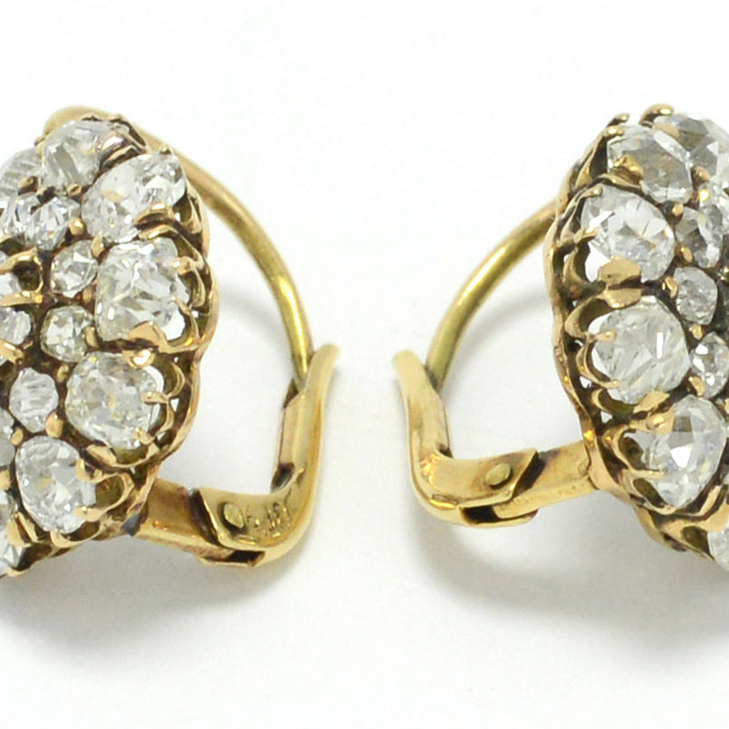 A flower cluster earring design with over over six carats of diamonds.