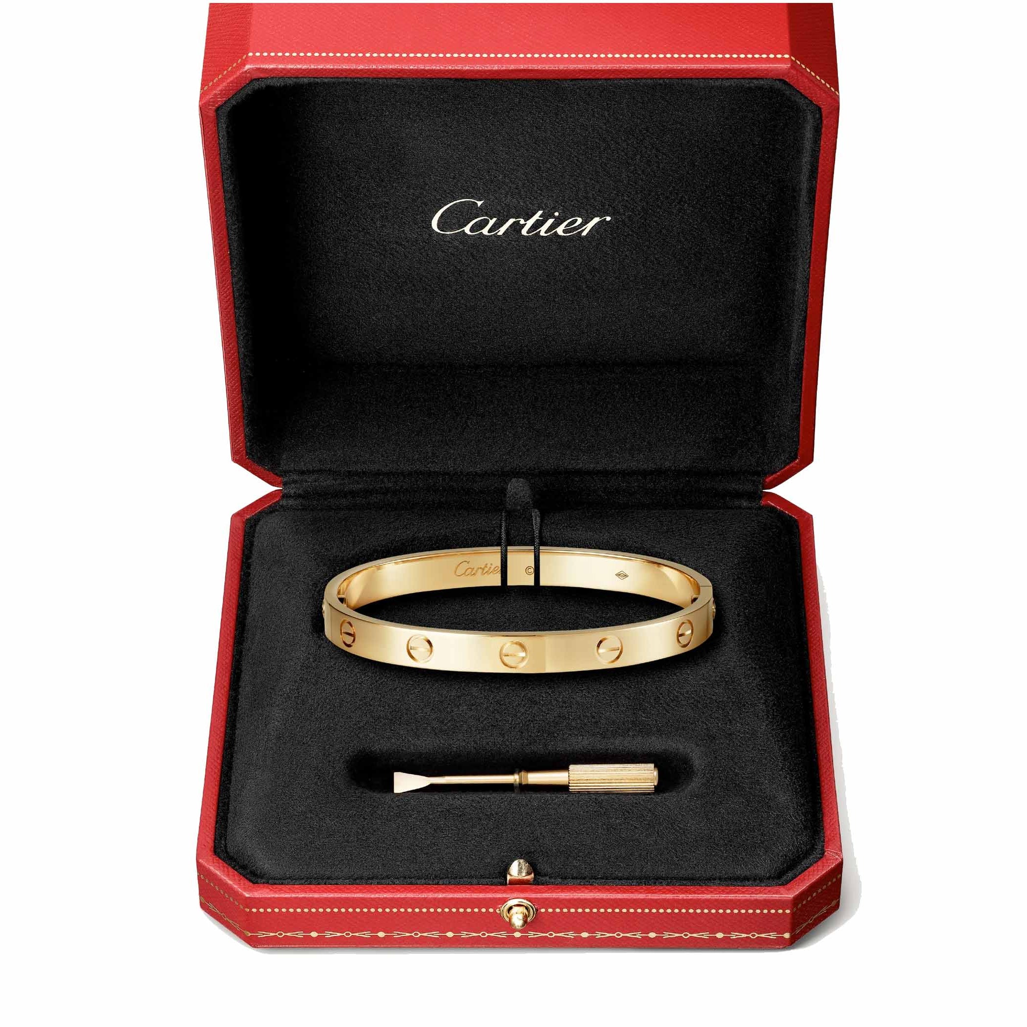 This new 18k gold love bracelet by Cartier comes with a screwdriver.