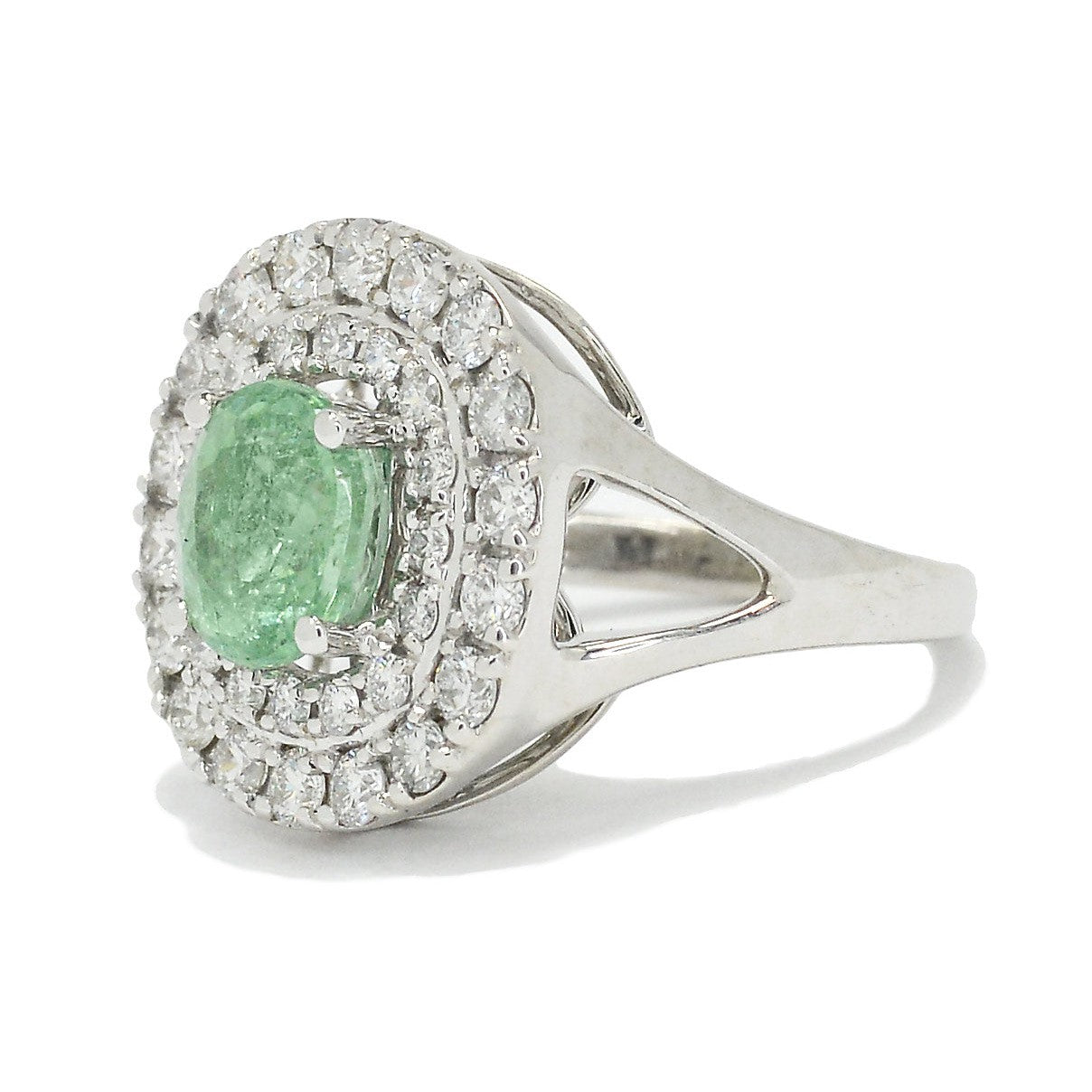 This modern white gold design makes for an astonishing gemstone bridal treasure or cocktail ring.