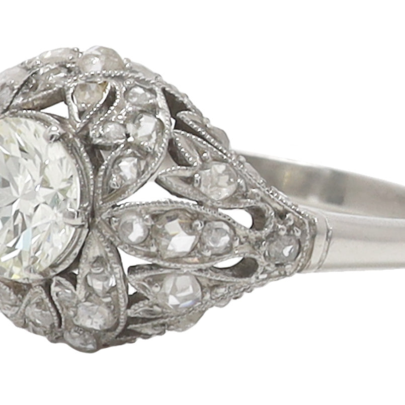 SOLD Art Deco Platinum Dome Filigree Diamond Engagement Ring