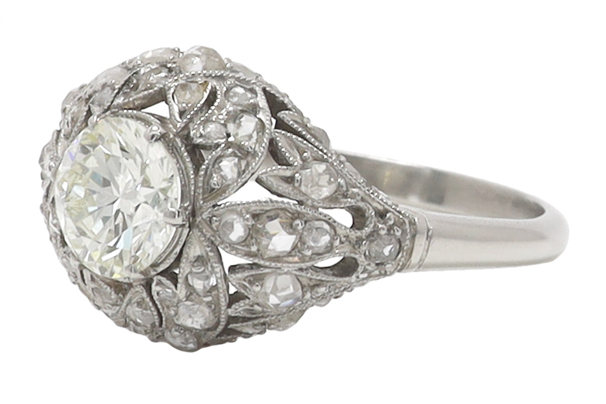 SOLD Art Deco Platinum Dome Filigree Diamond Engagement Ring