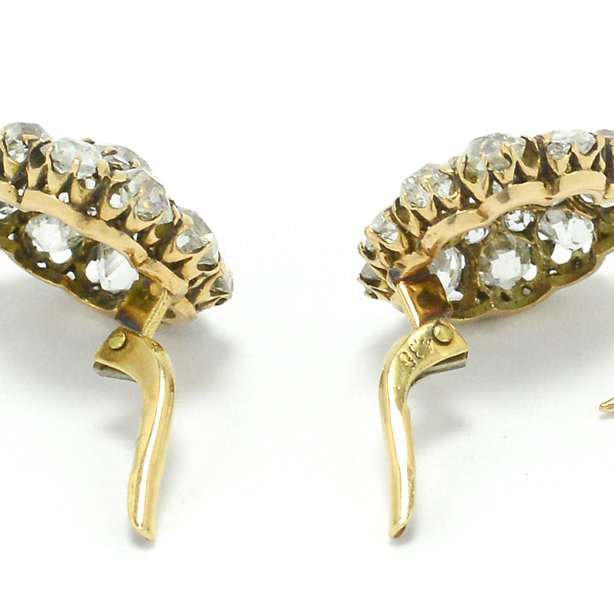 Antique 18k gold old mine and brilliant cut diamond earrings.