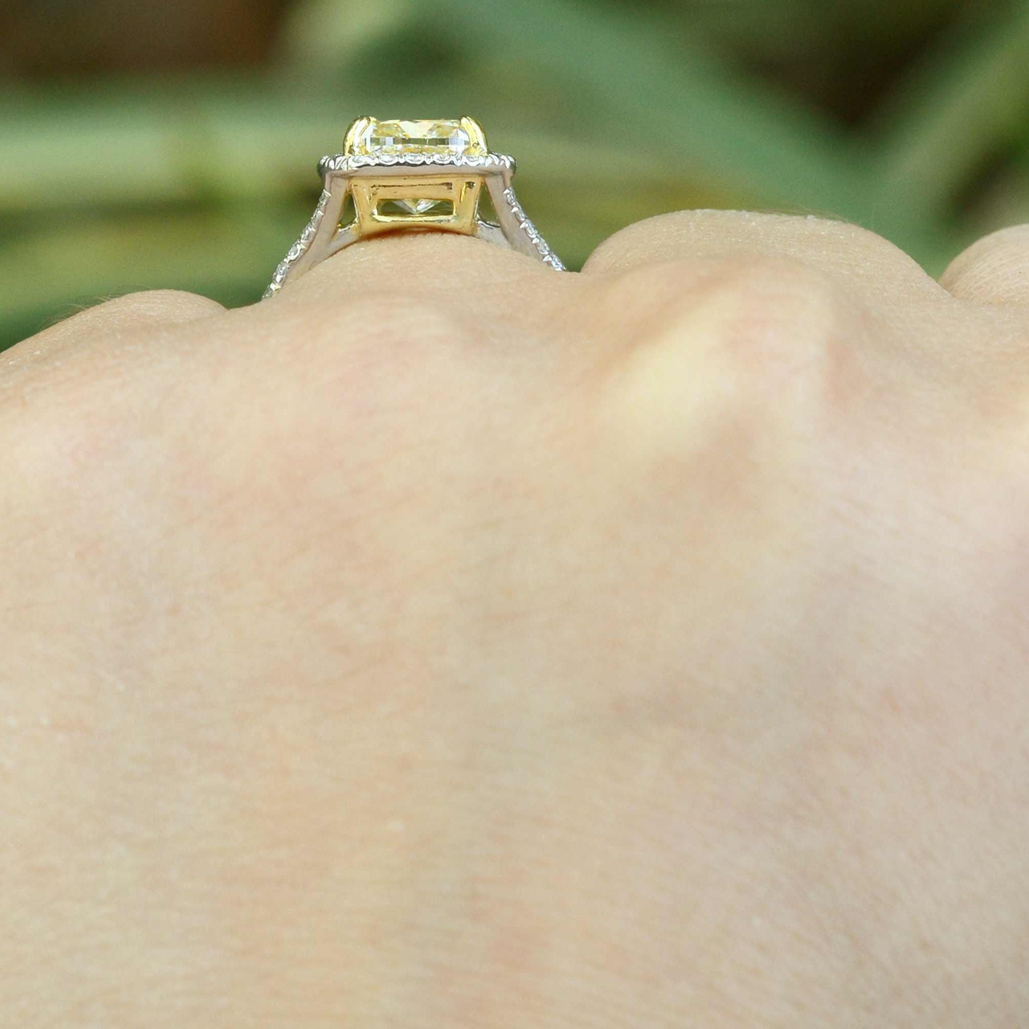 A size 5.75 2 tone platinum and 18k yellow gold bridal ring.