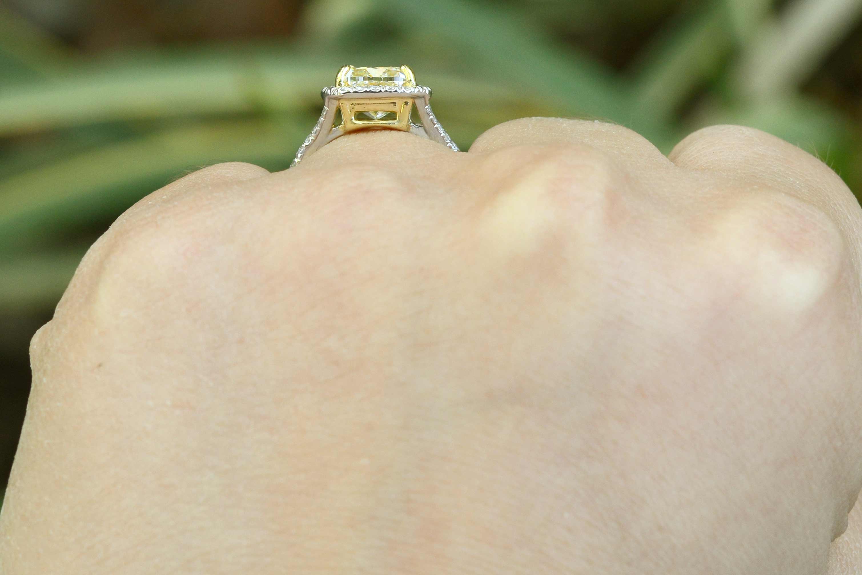 A size 5.75 2 tone platinum and 18k yellow gold bridal ring.