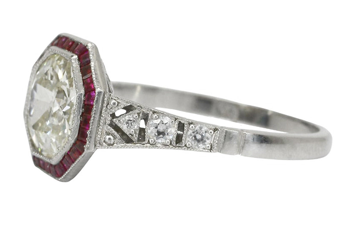 Diamond and Ruby Engagement Ring