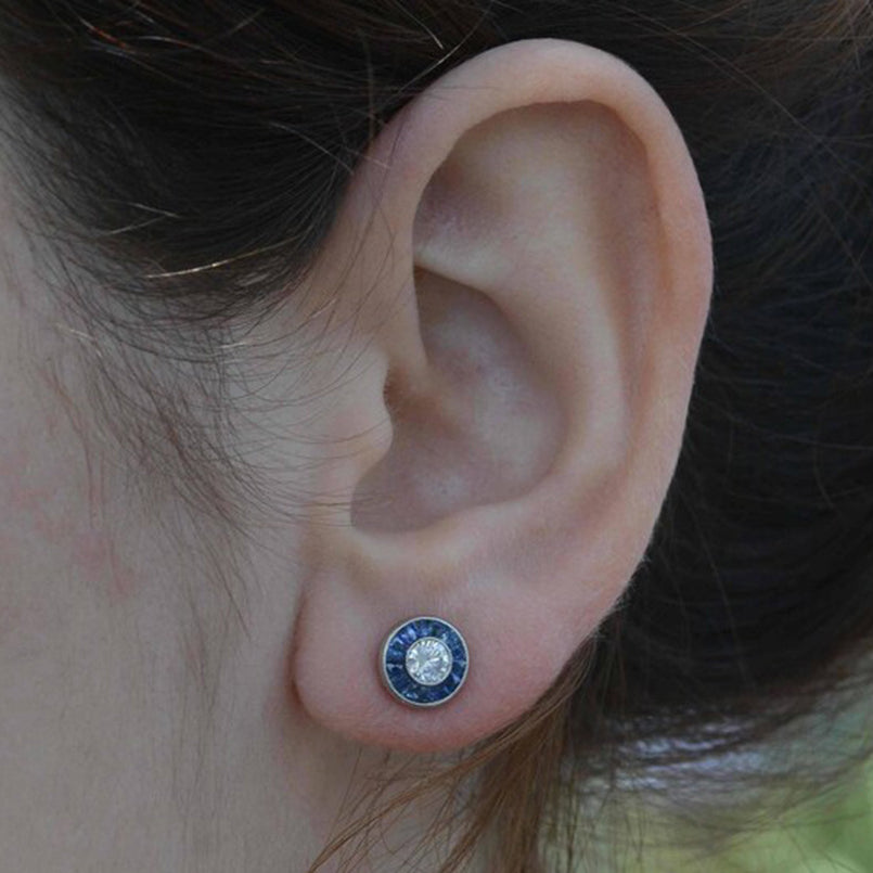 Sapphire and Diamond stud Earrings