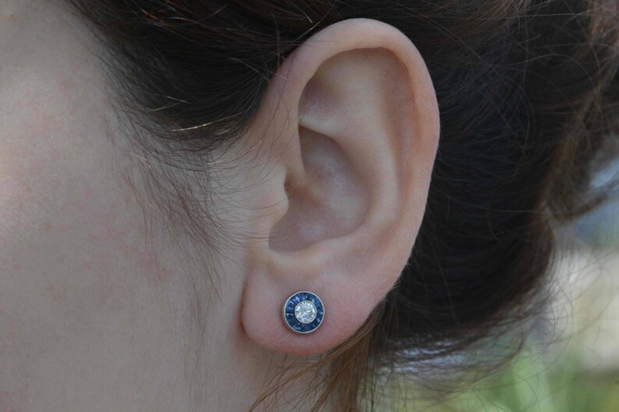 Sapphire and Diamond stud Earrings