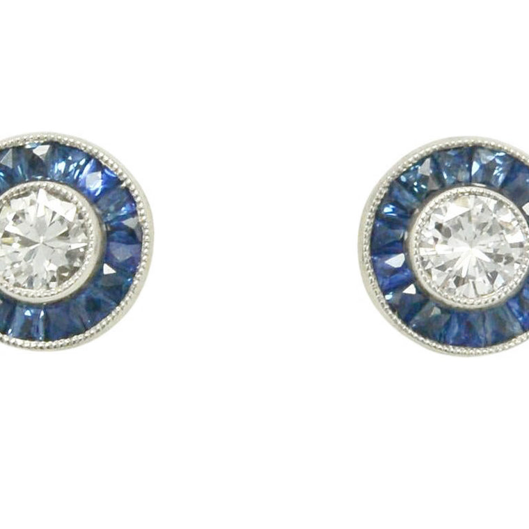 Sapphire and Diamond stud Earrings